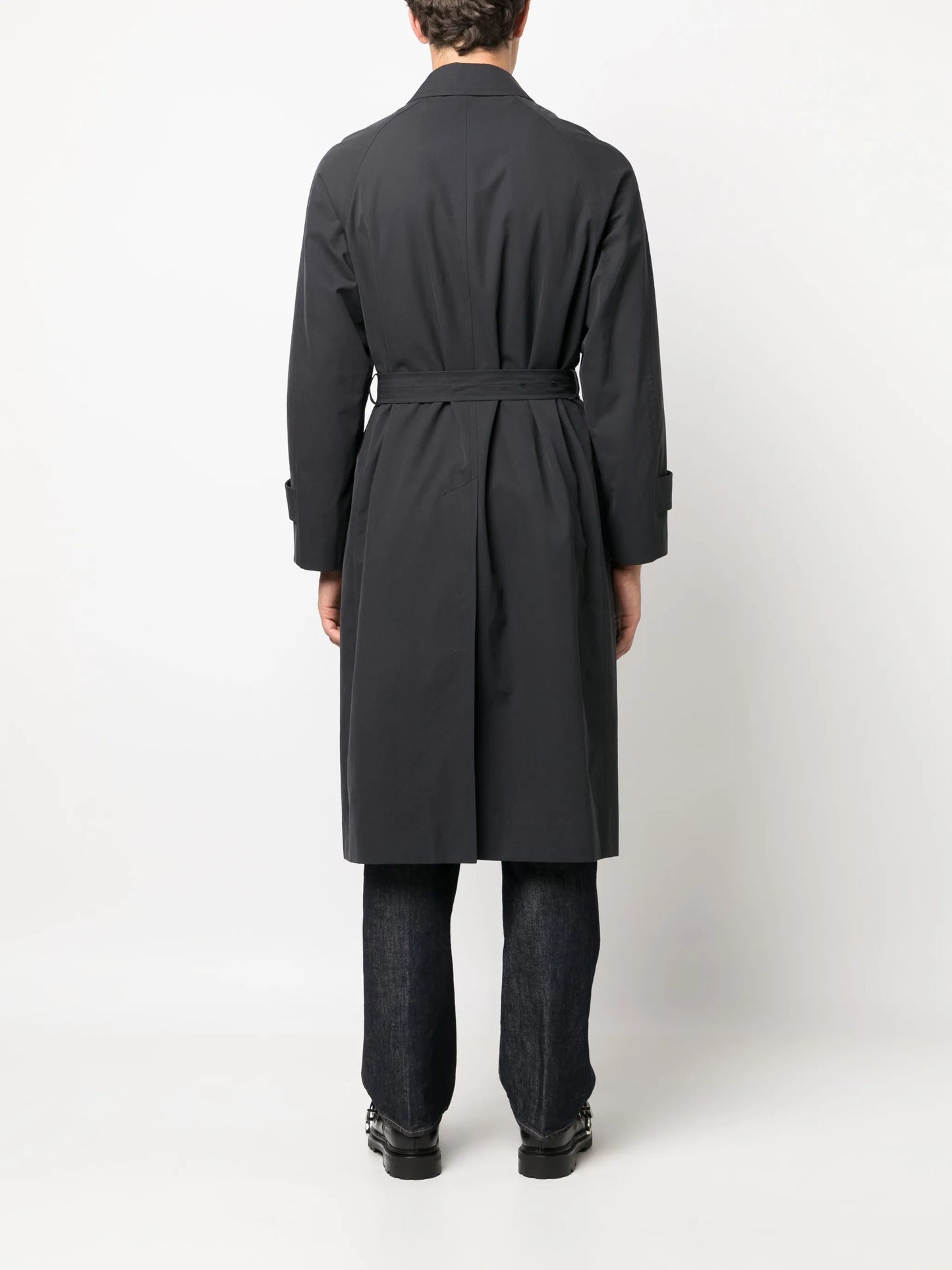 belted button-up cotton coat