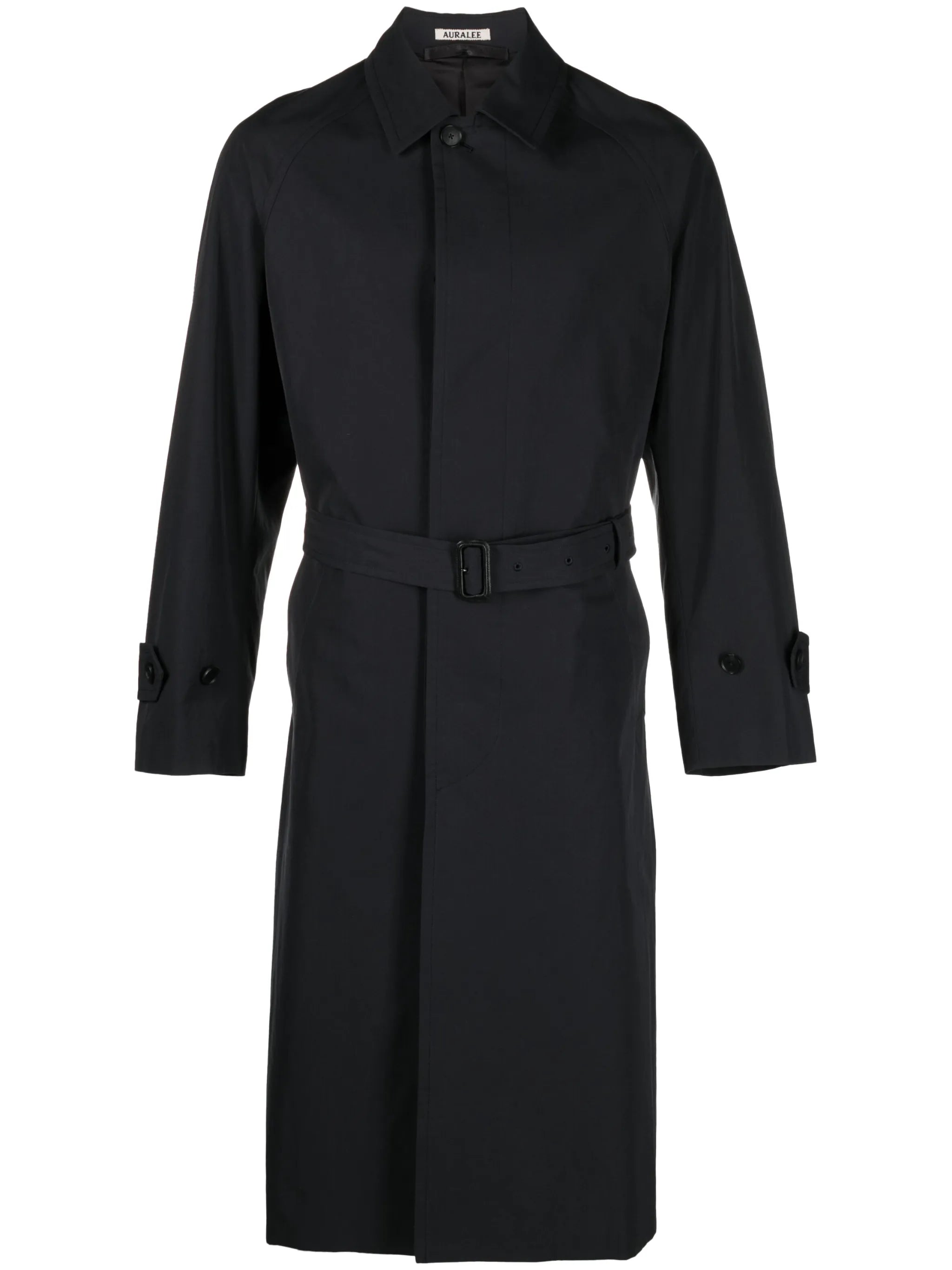 belted button-up cotton coat