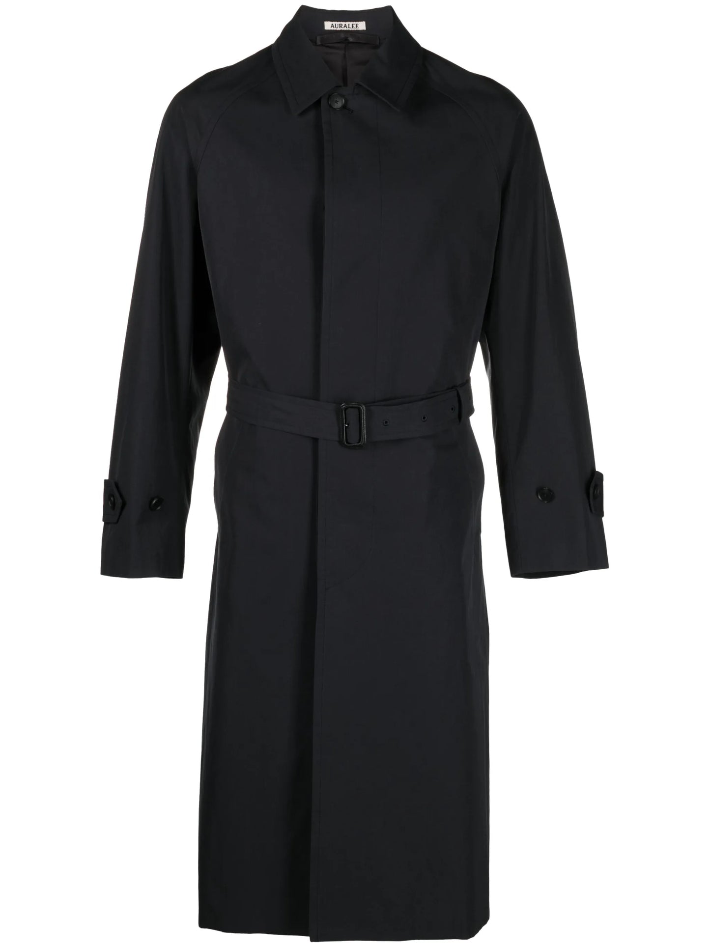 belted button-up cotton coat