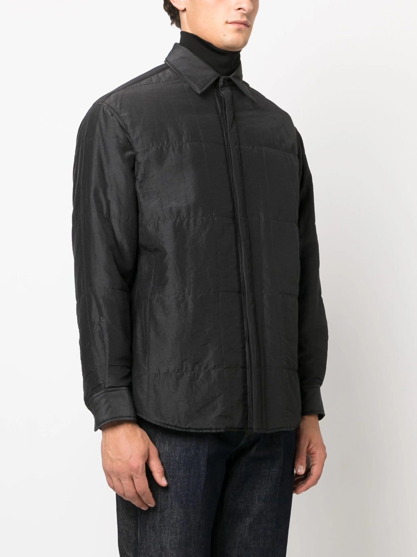 quilted cotton-silk blend shirt