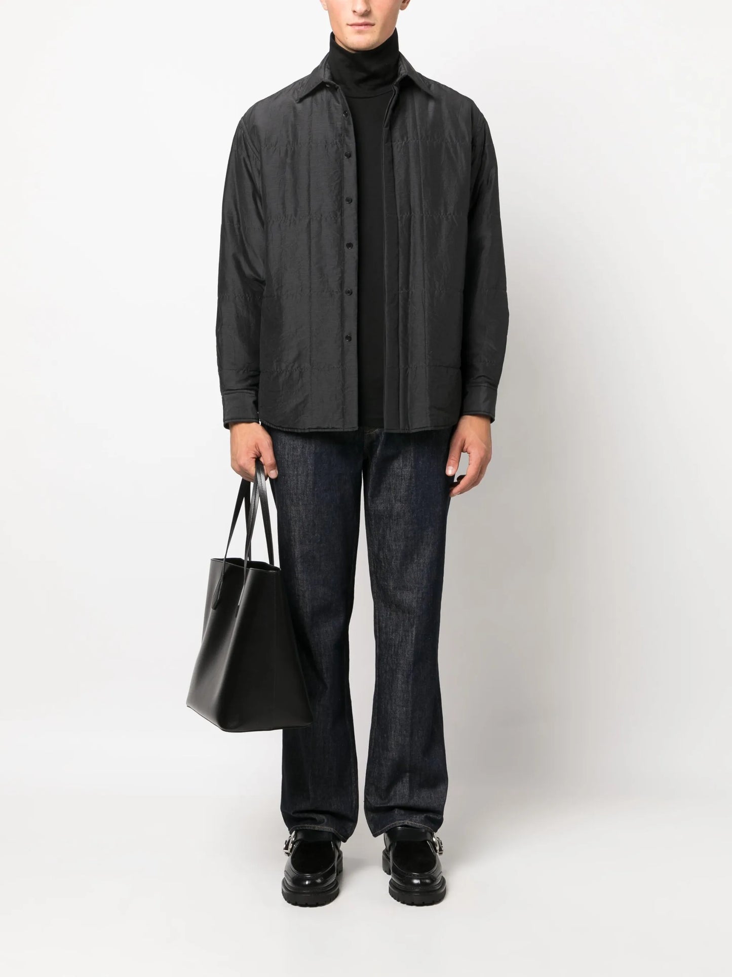 quilted cotton-silk blend shirt