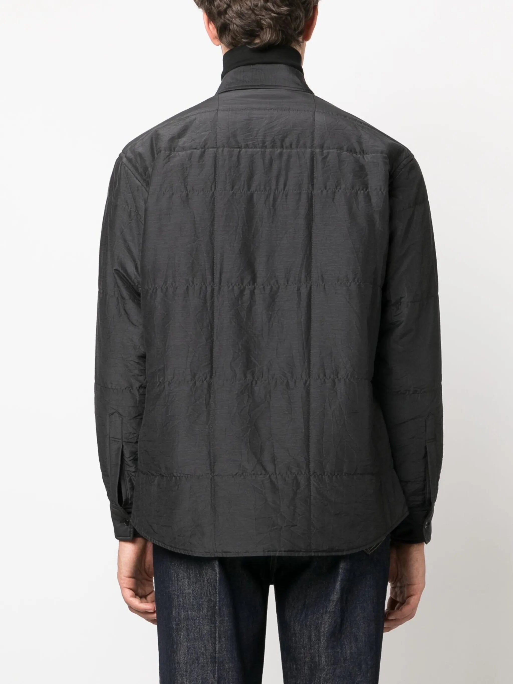 quilted cotton-silk blend shirt