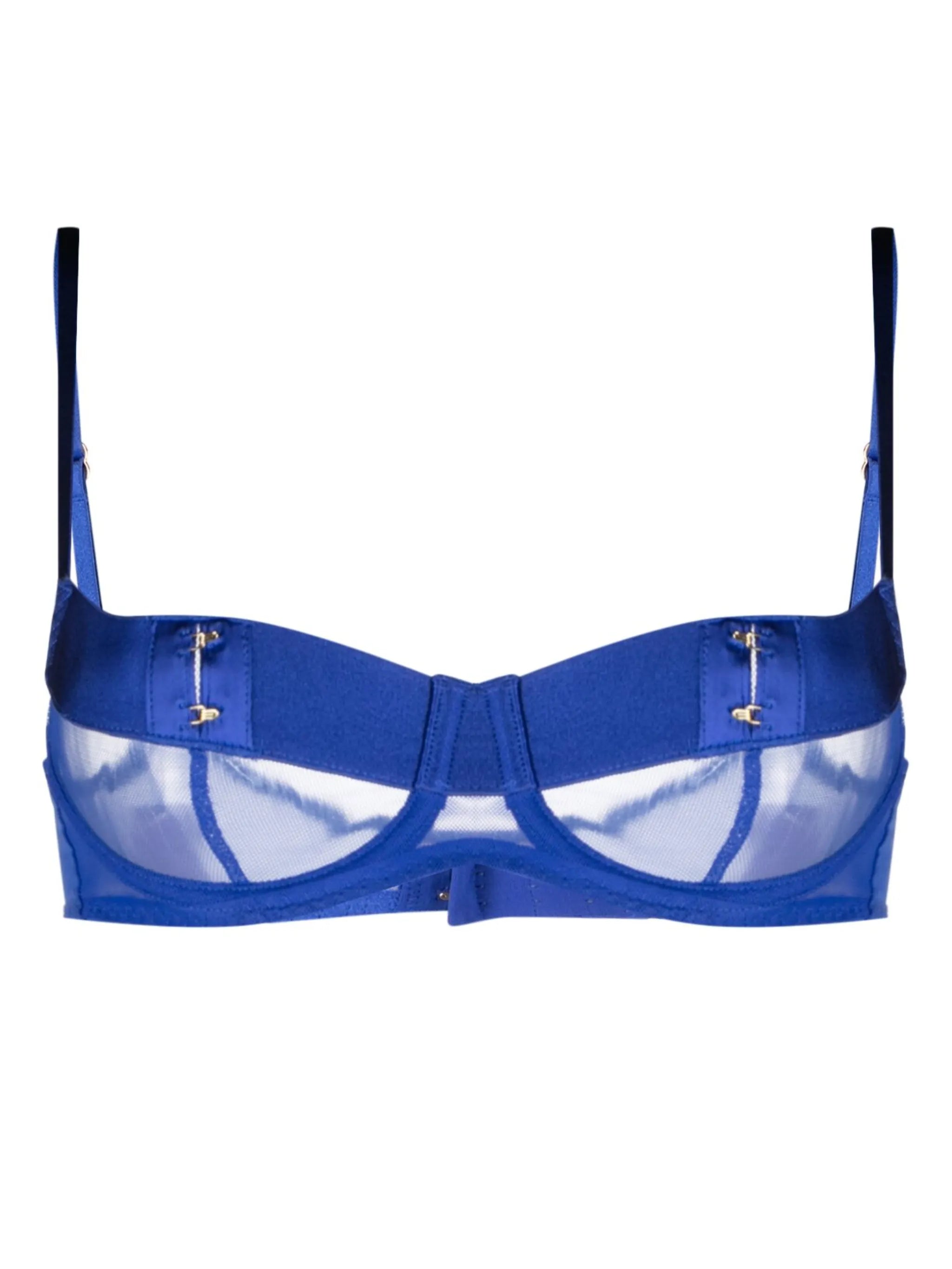 Caity sheer-panelled satin bra