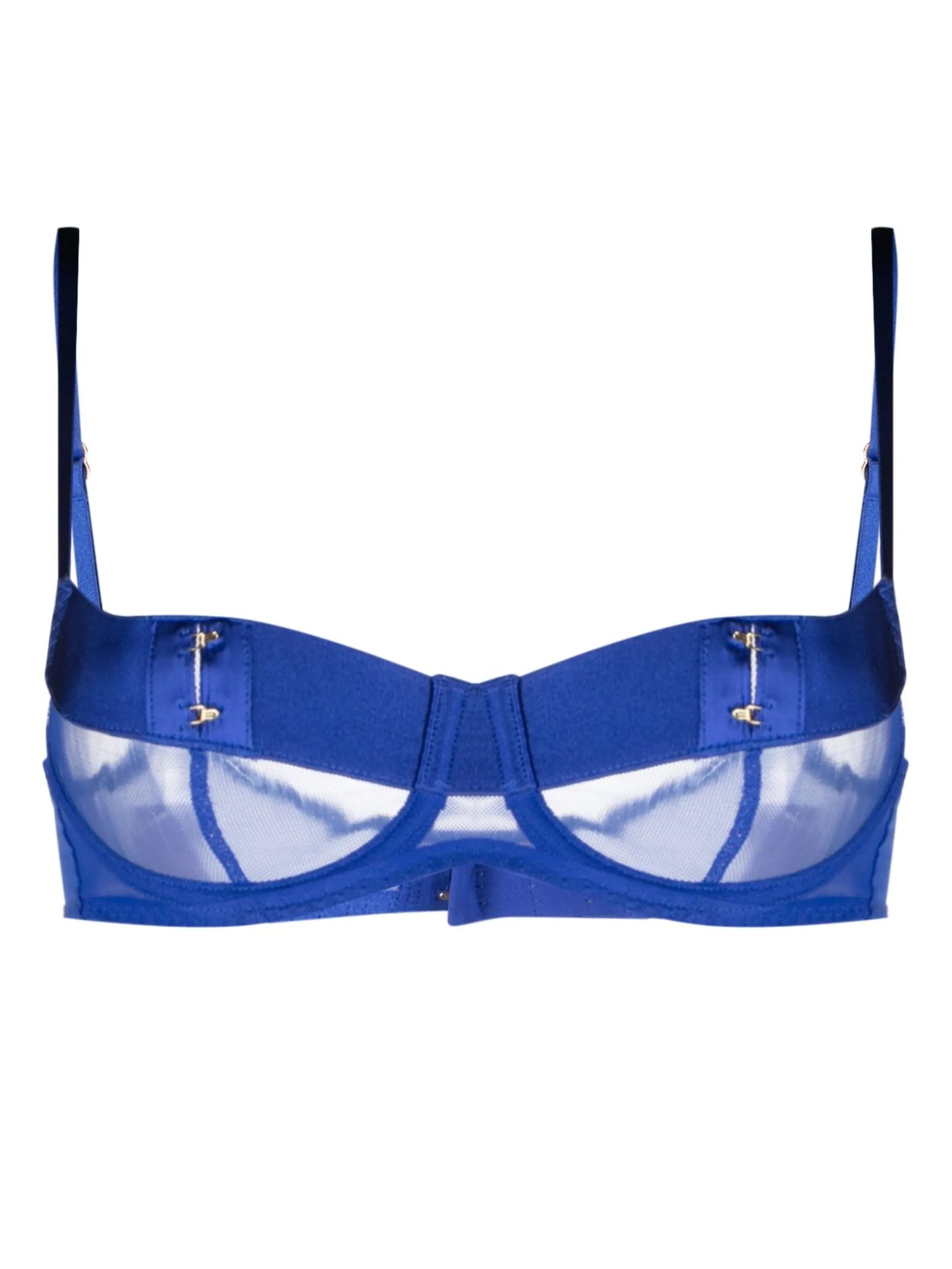 Caity sheer-panelled satin bra