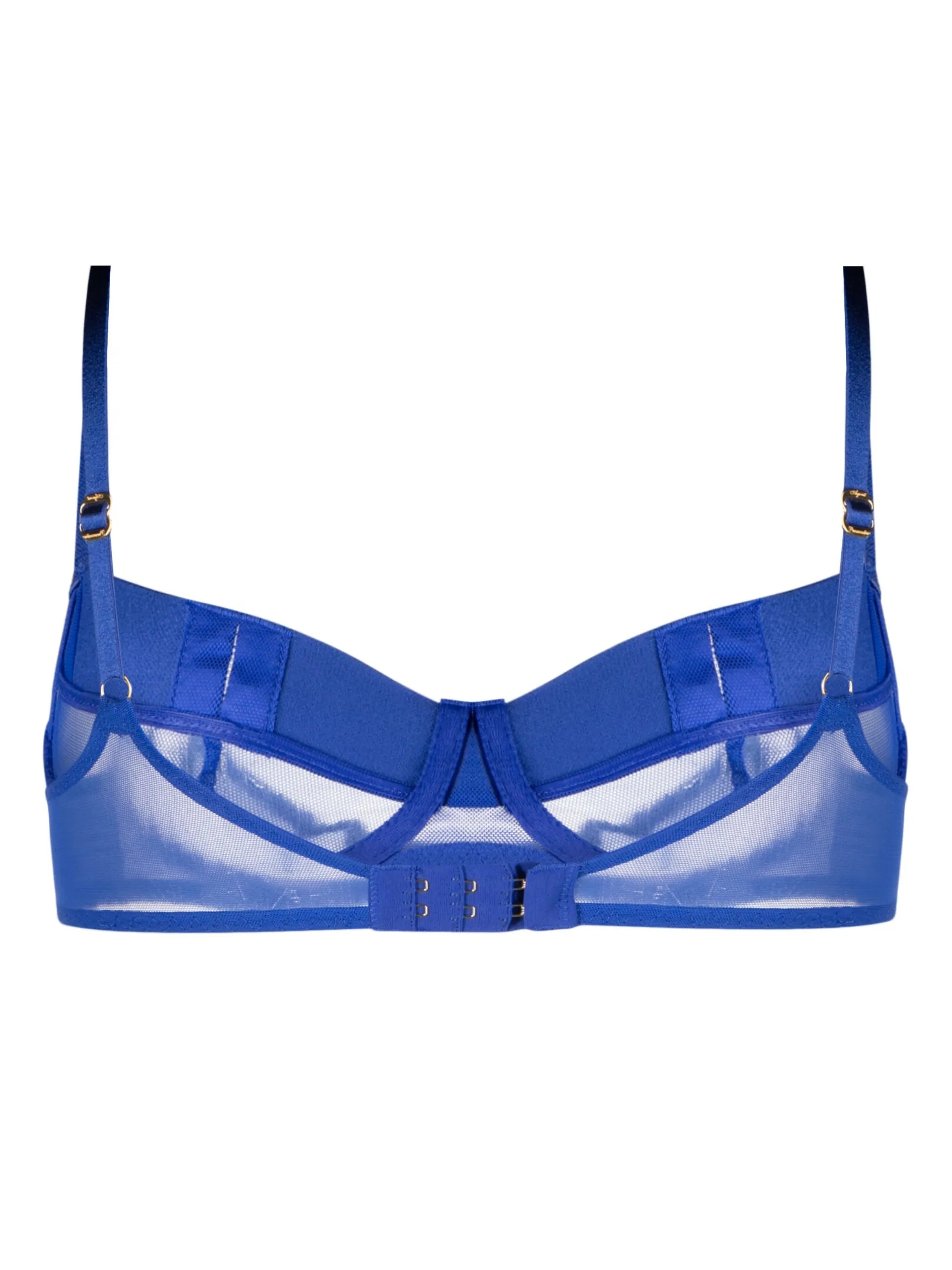 Caity sheer-panelled satin bra