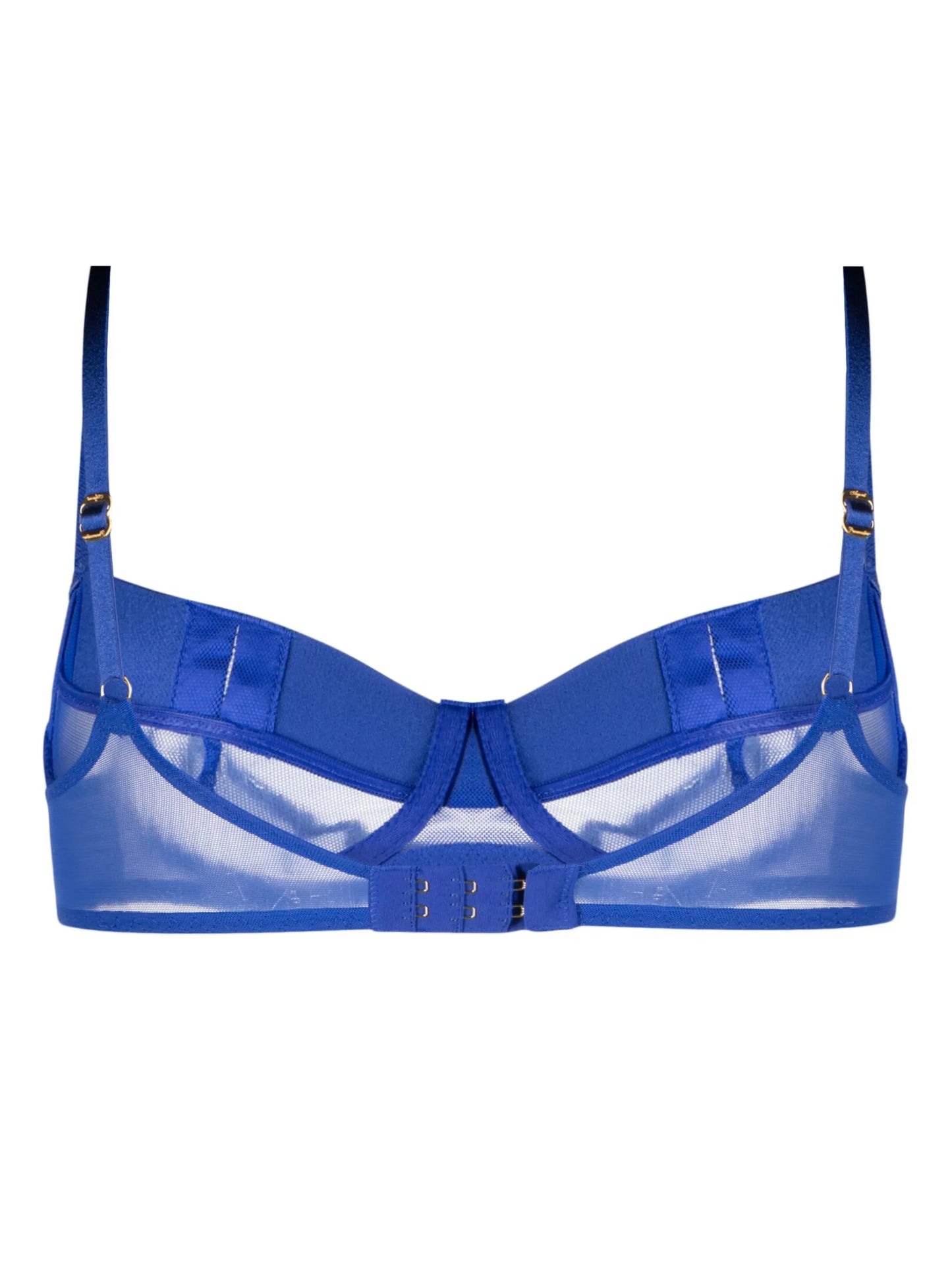 Caity sheer-panelled satin bra