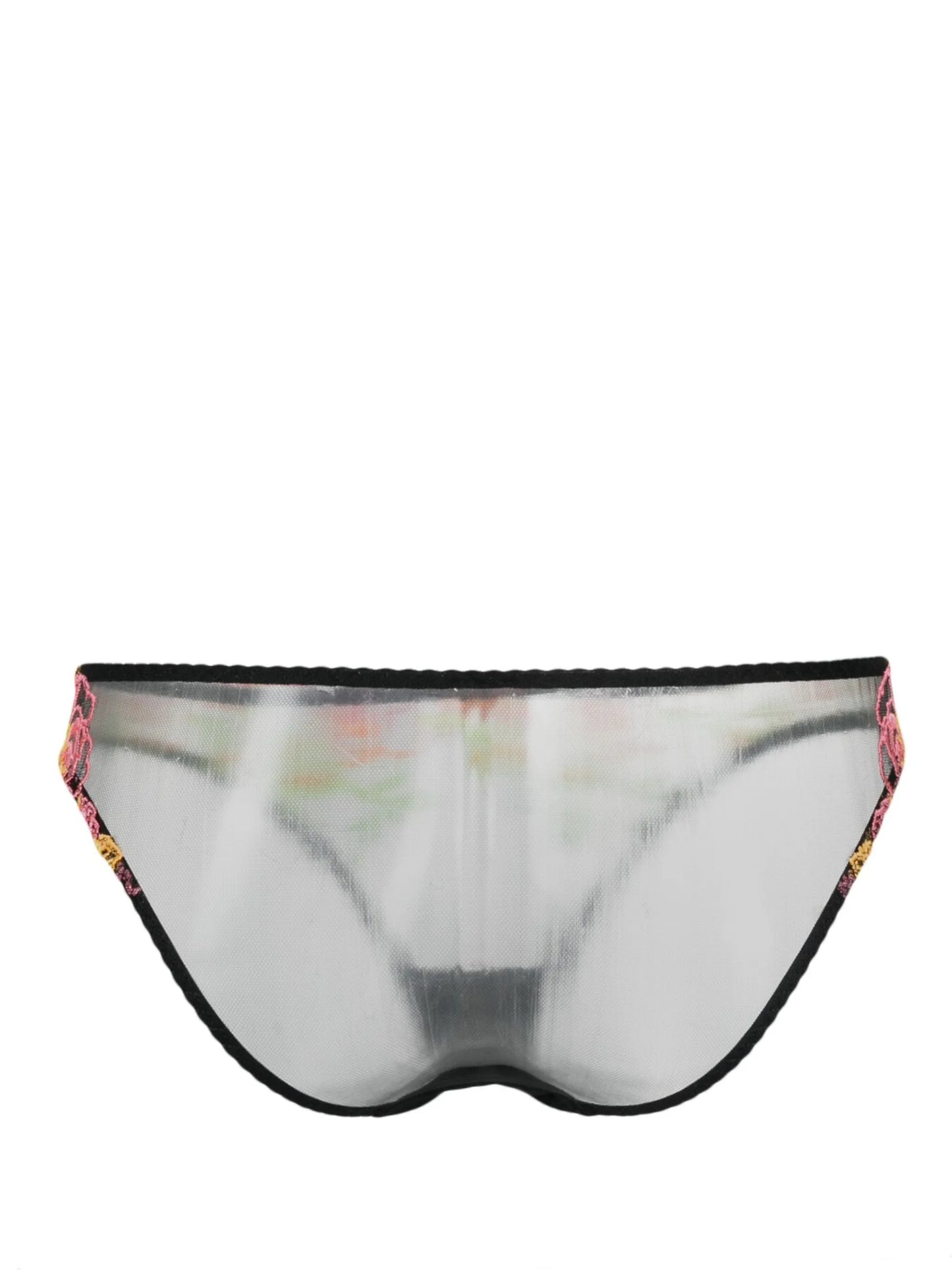 Callypso floral-embroidered tulle briefs