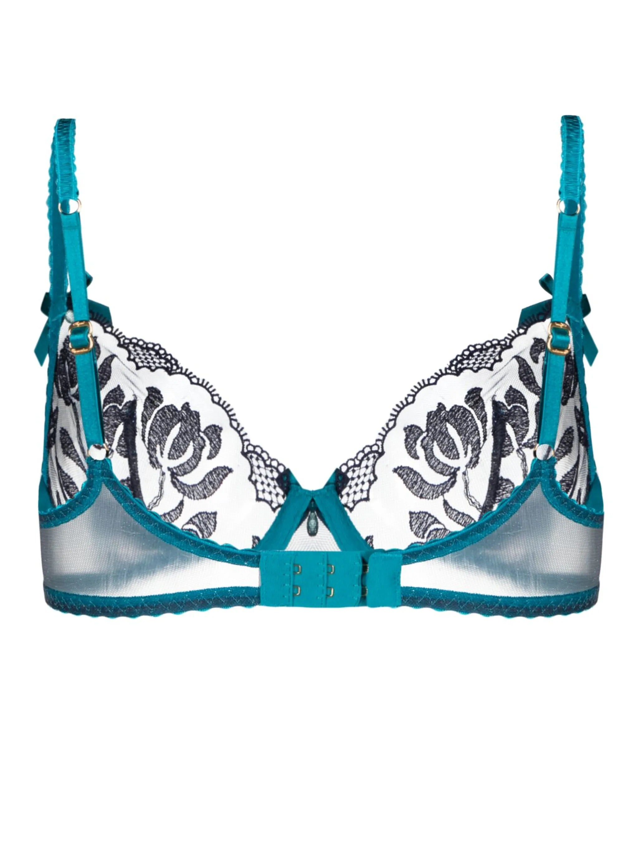 Sparkle floral-motif mesh bra