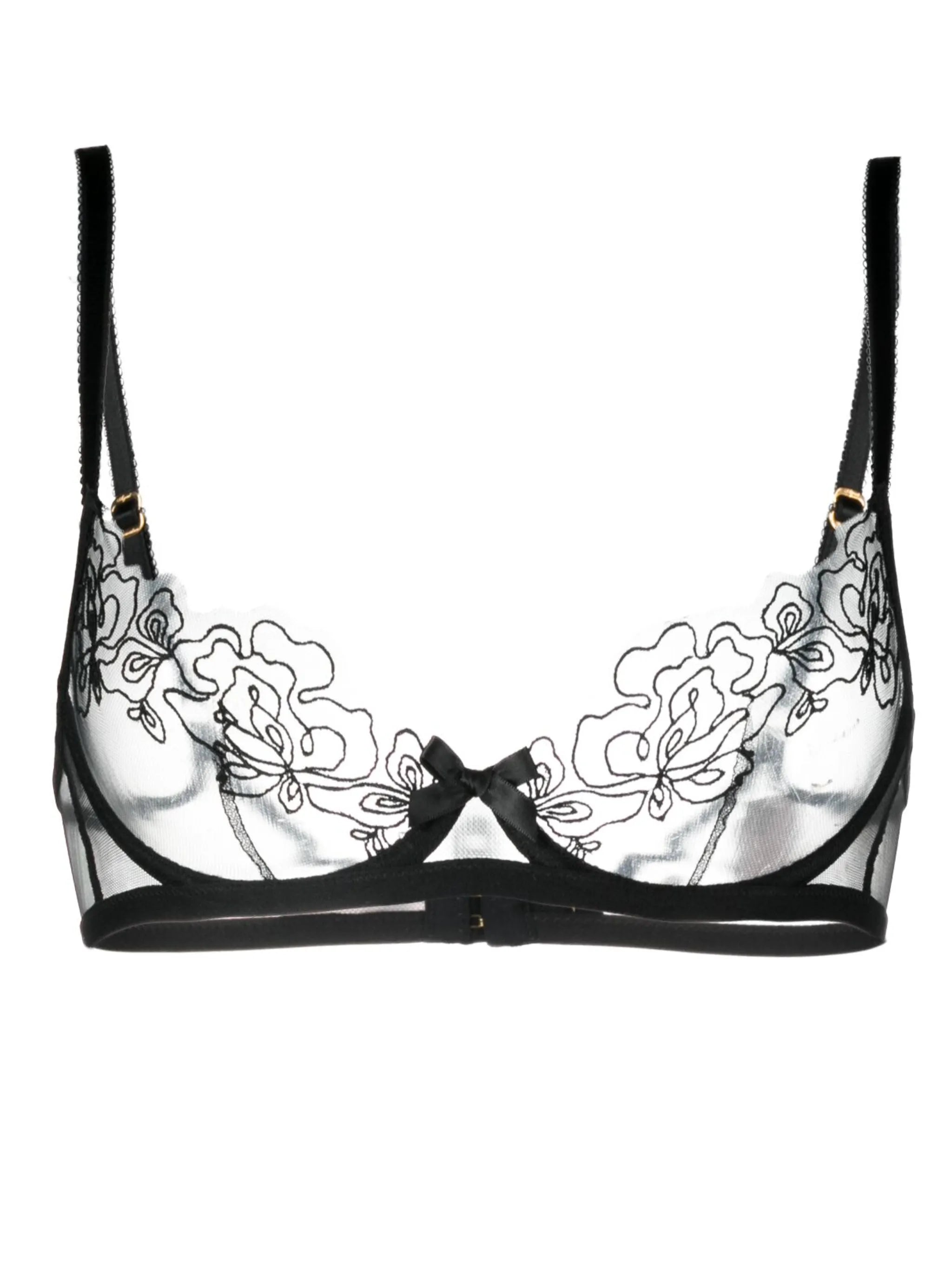 Juni floral-embroidered tulle bra