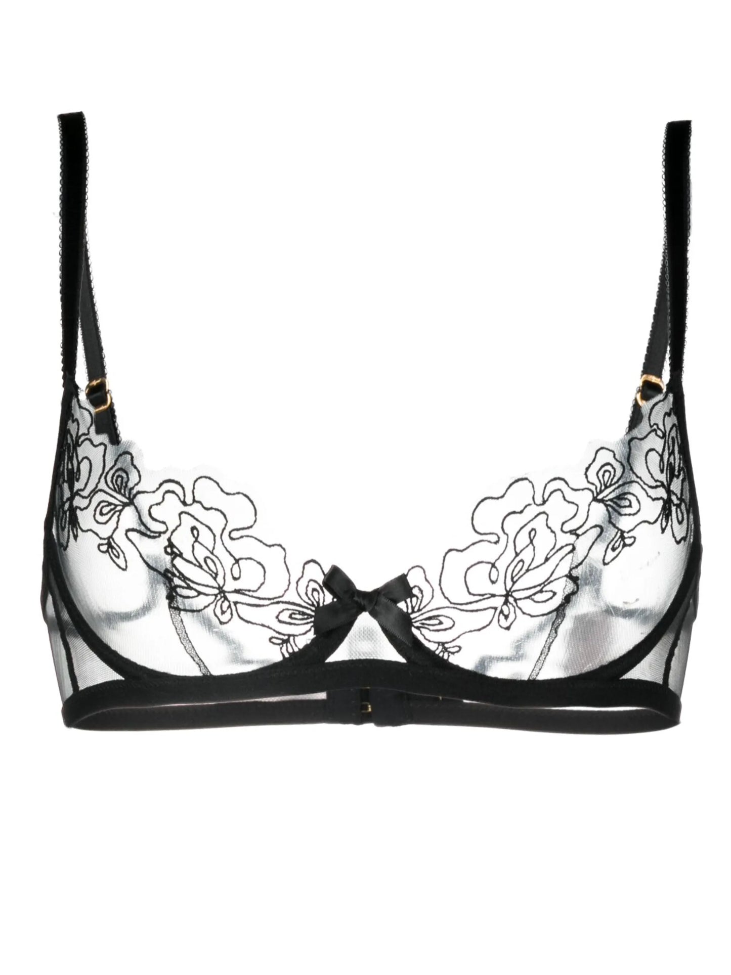 Juni floral-embroidered tulle bra