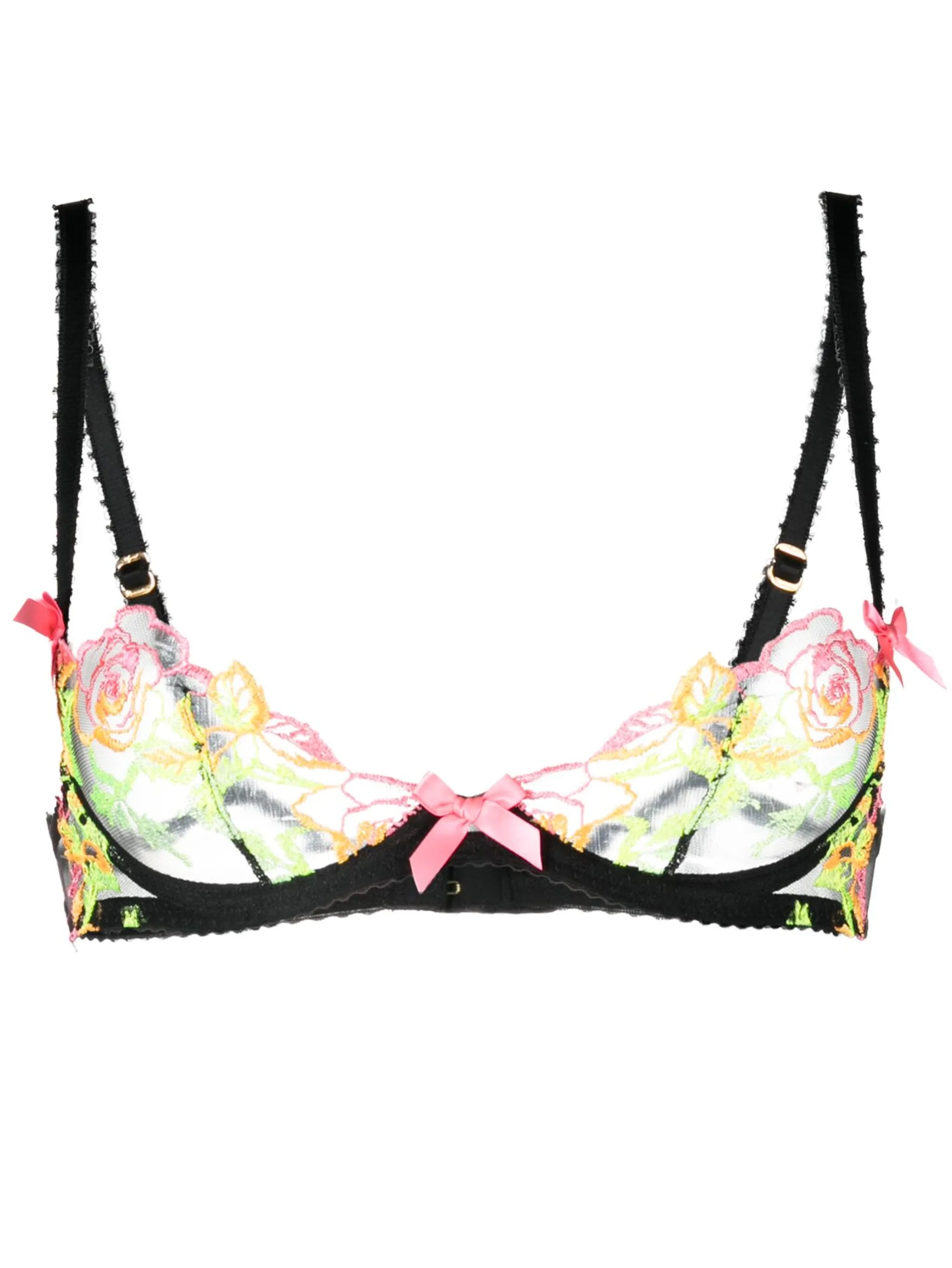 Callypso floral-embroidered tulle bra