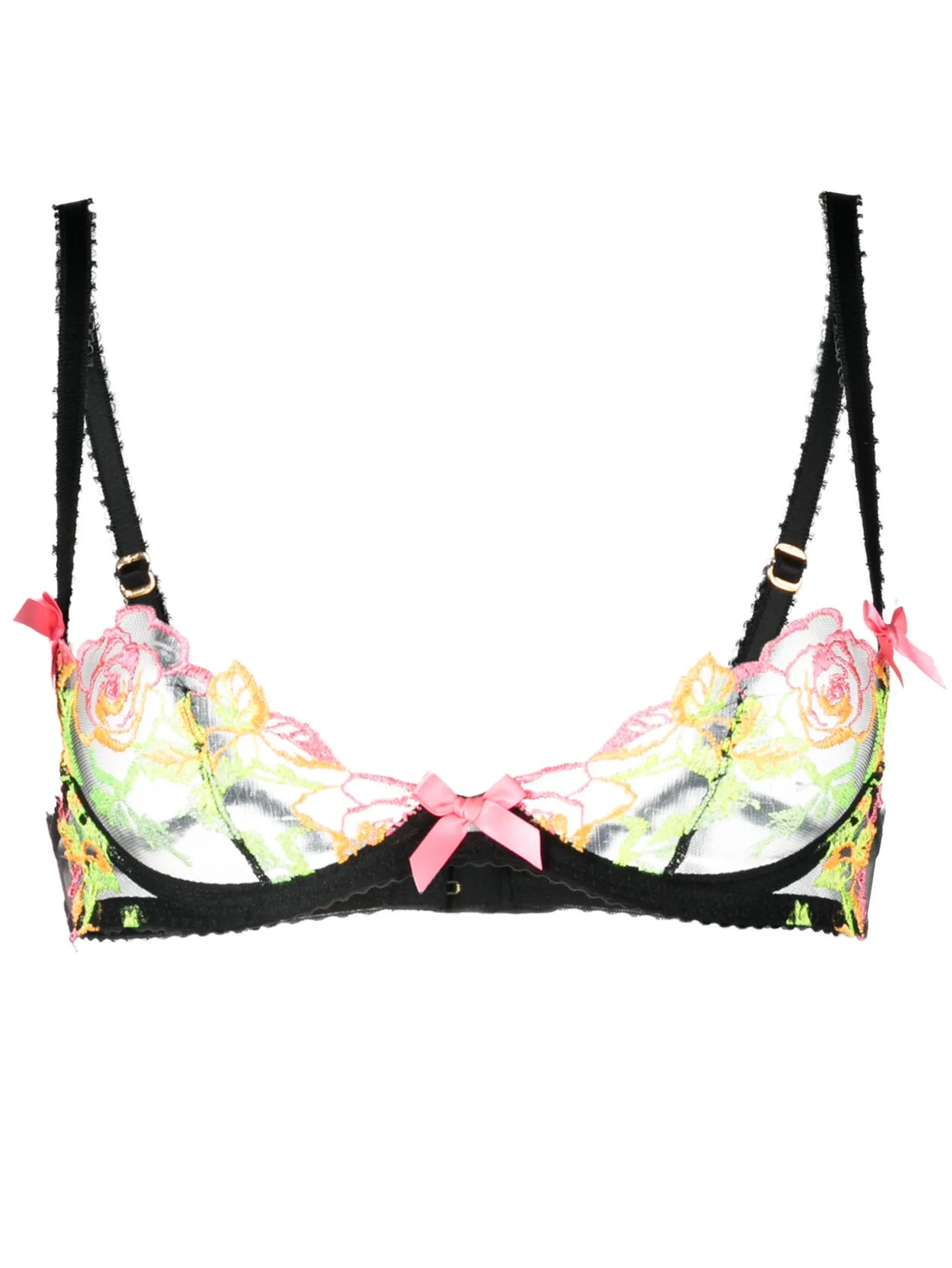 Callypso floral-embroidered tulle bra