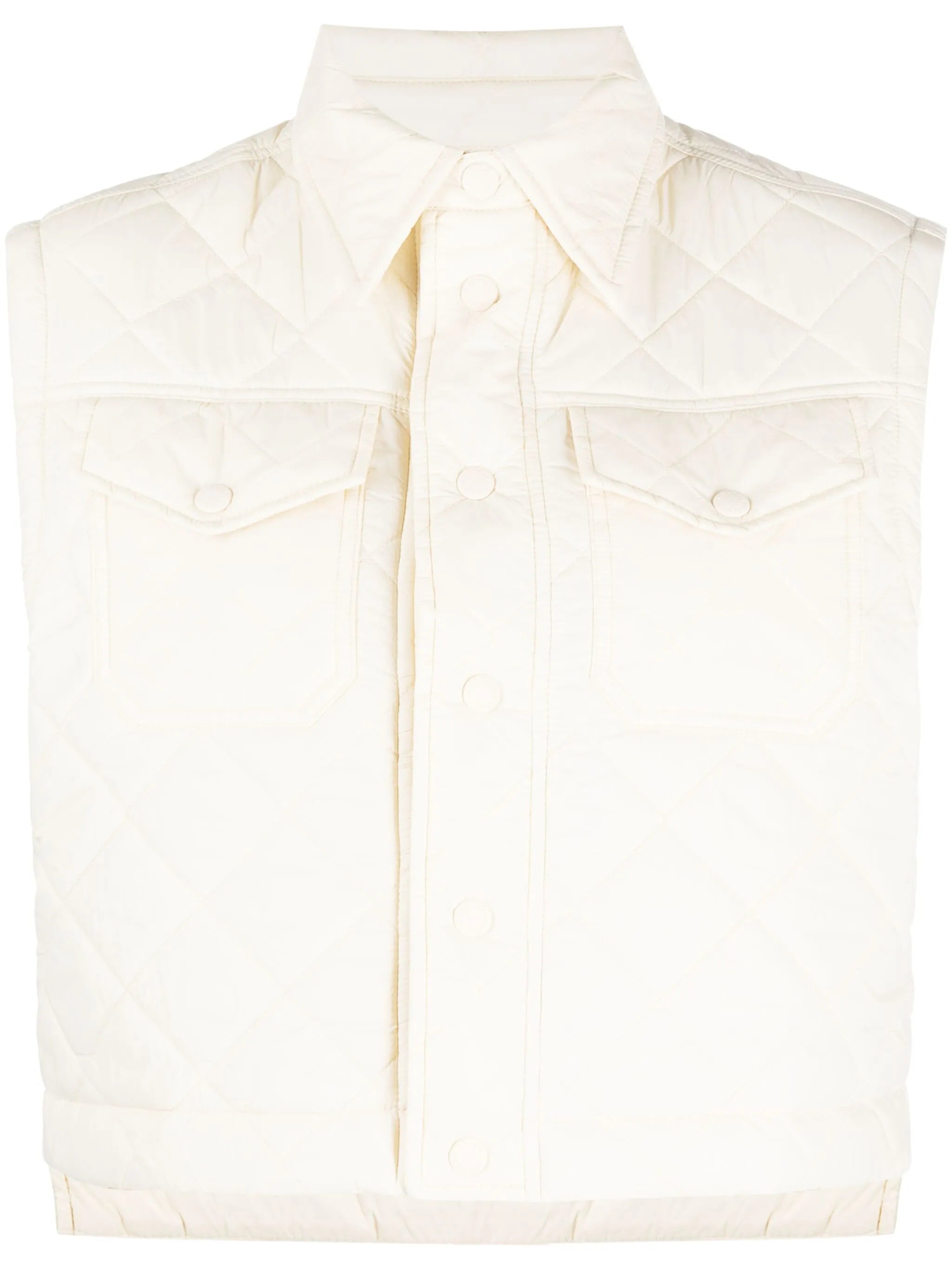 diamond-quilted cropped gilet