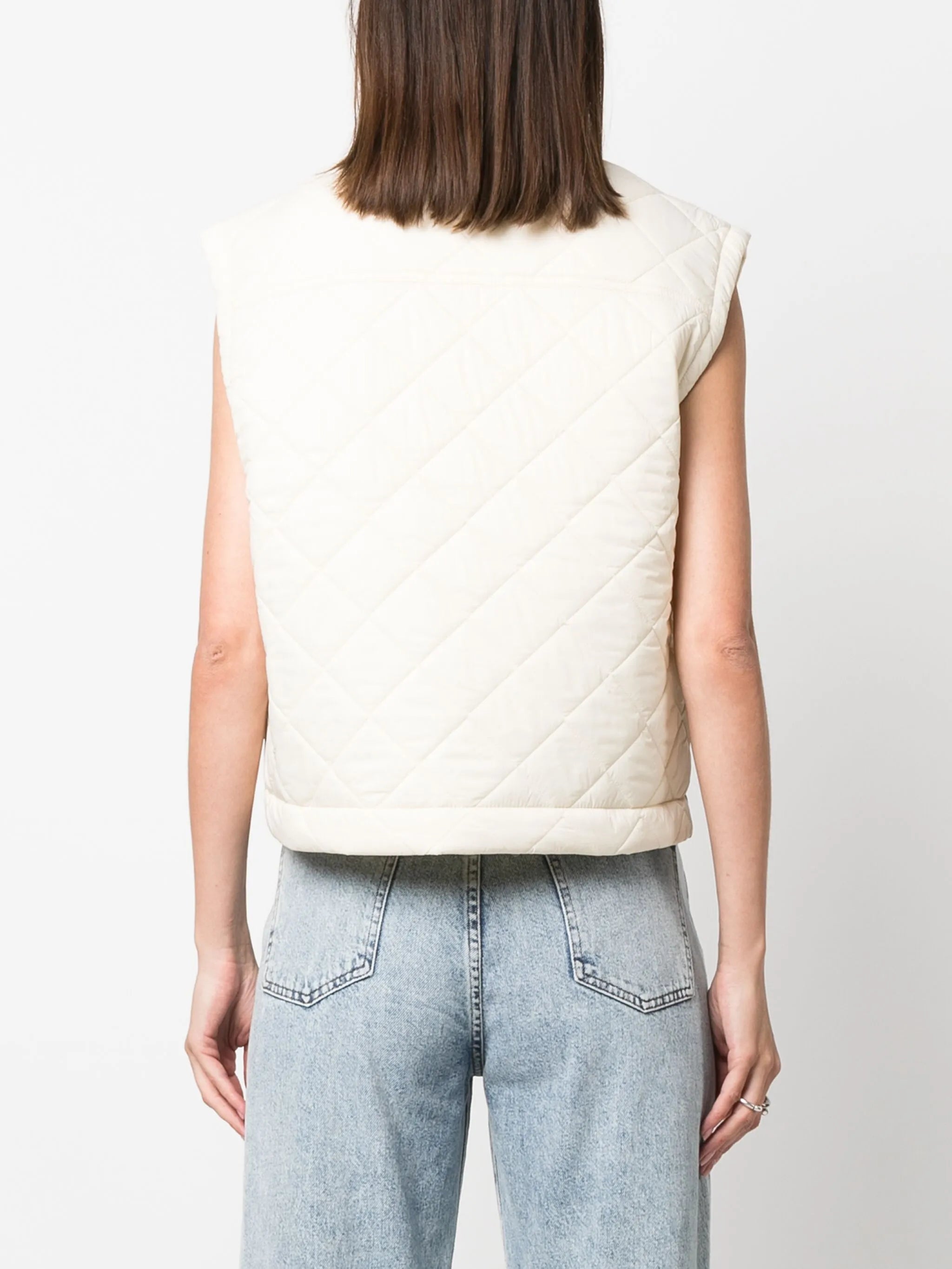 diamond-quilted cropped gilet