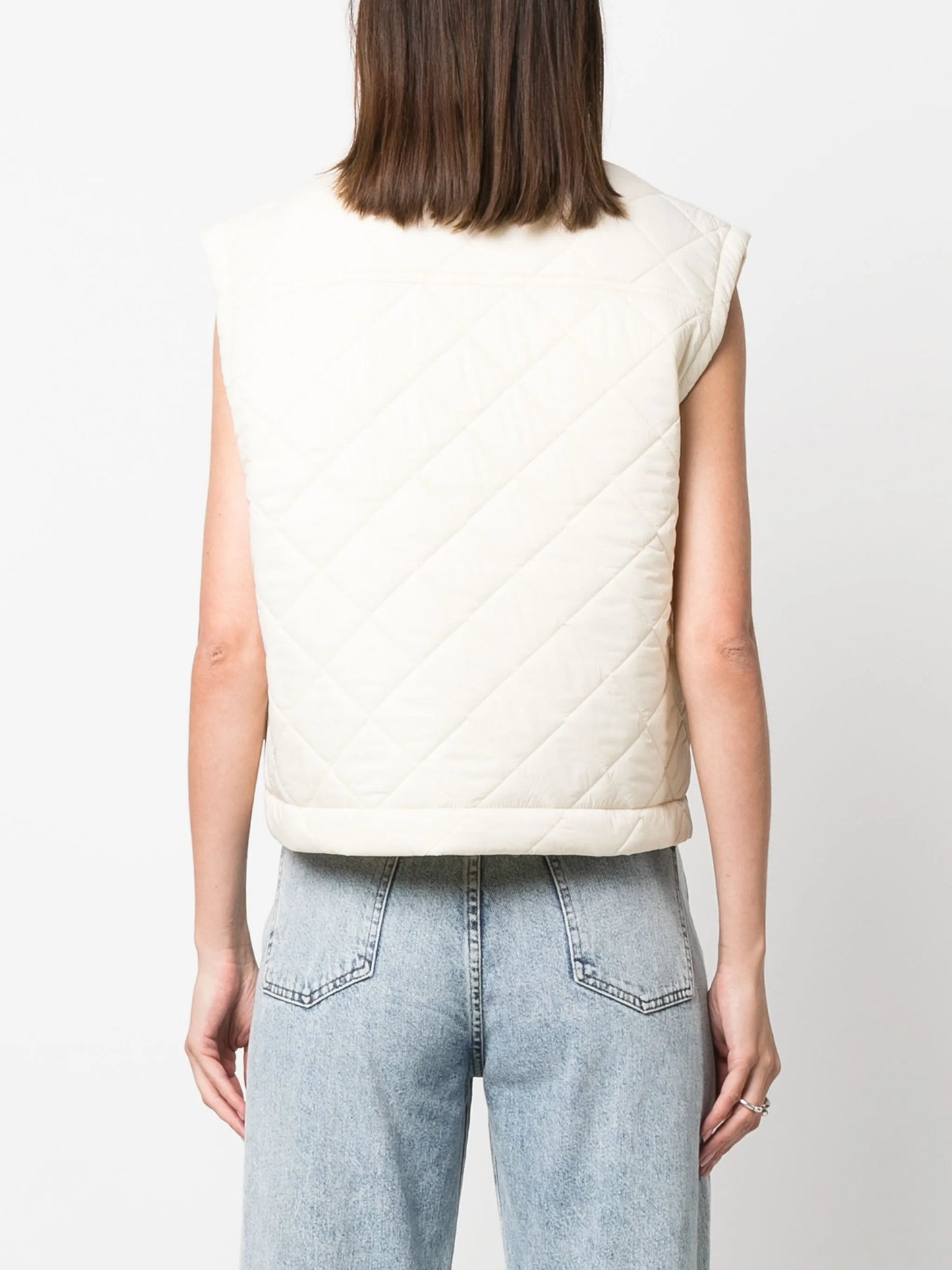 diamond-quilted cropped gilet
