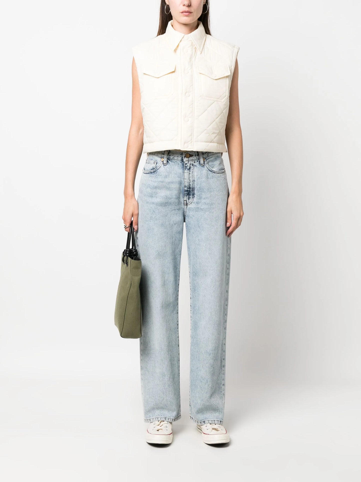 diamond-quilted cropped gilet
