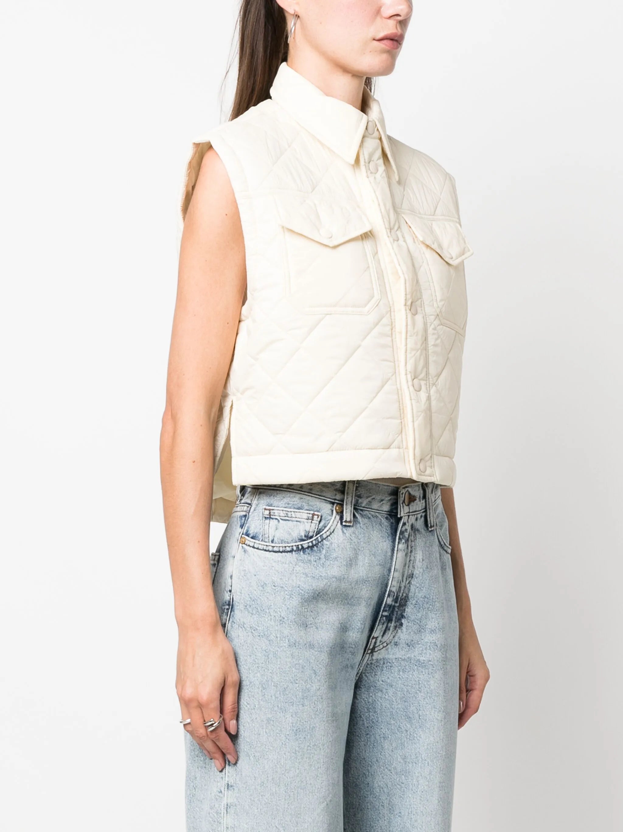 diamond-quilted cropped gilet