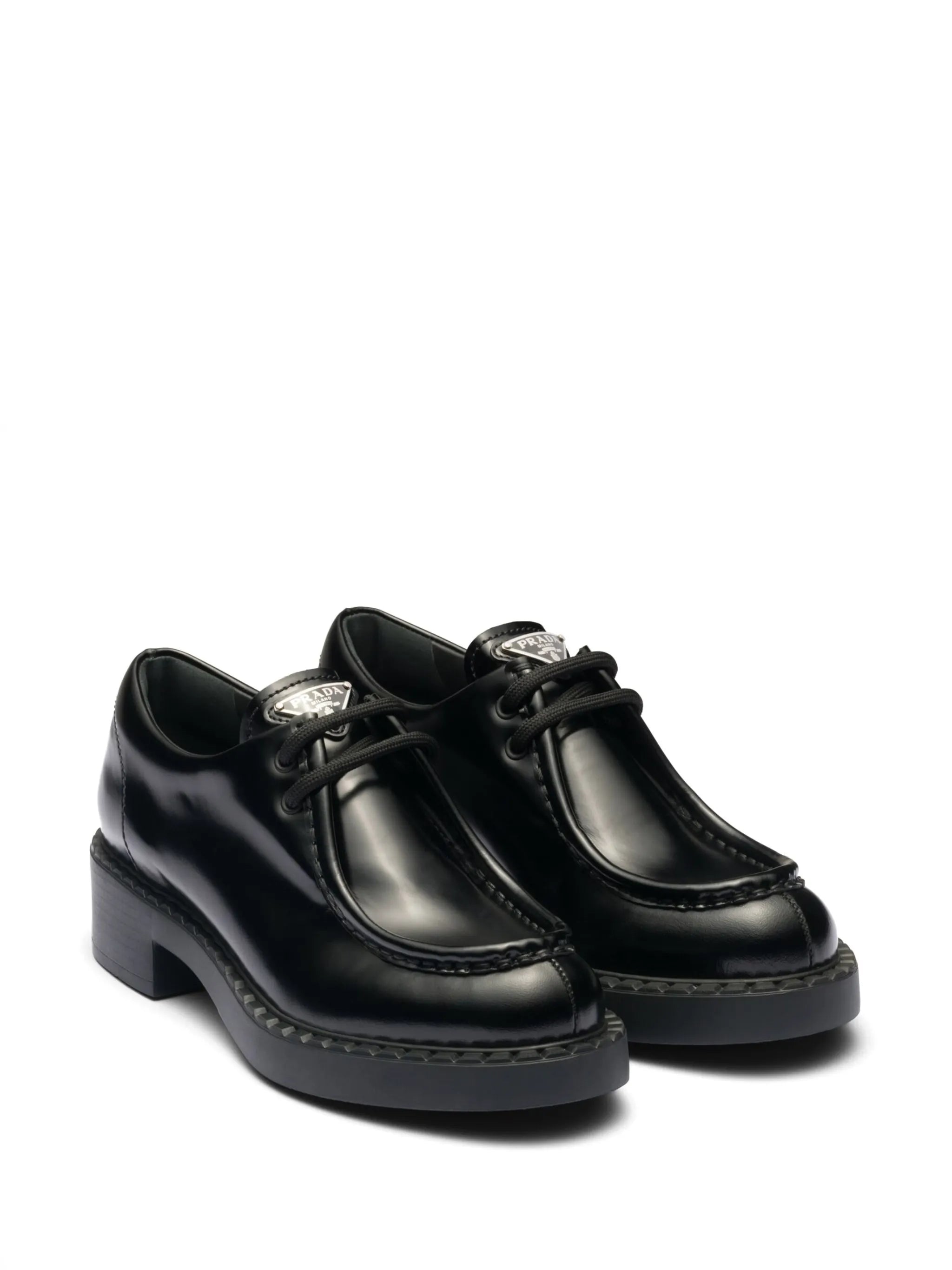brushed leather lace-up shoes