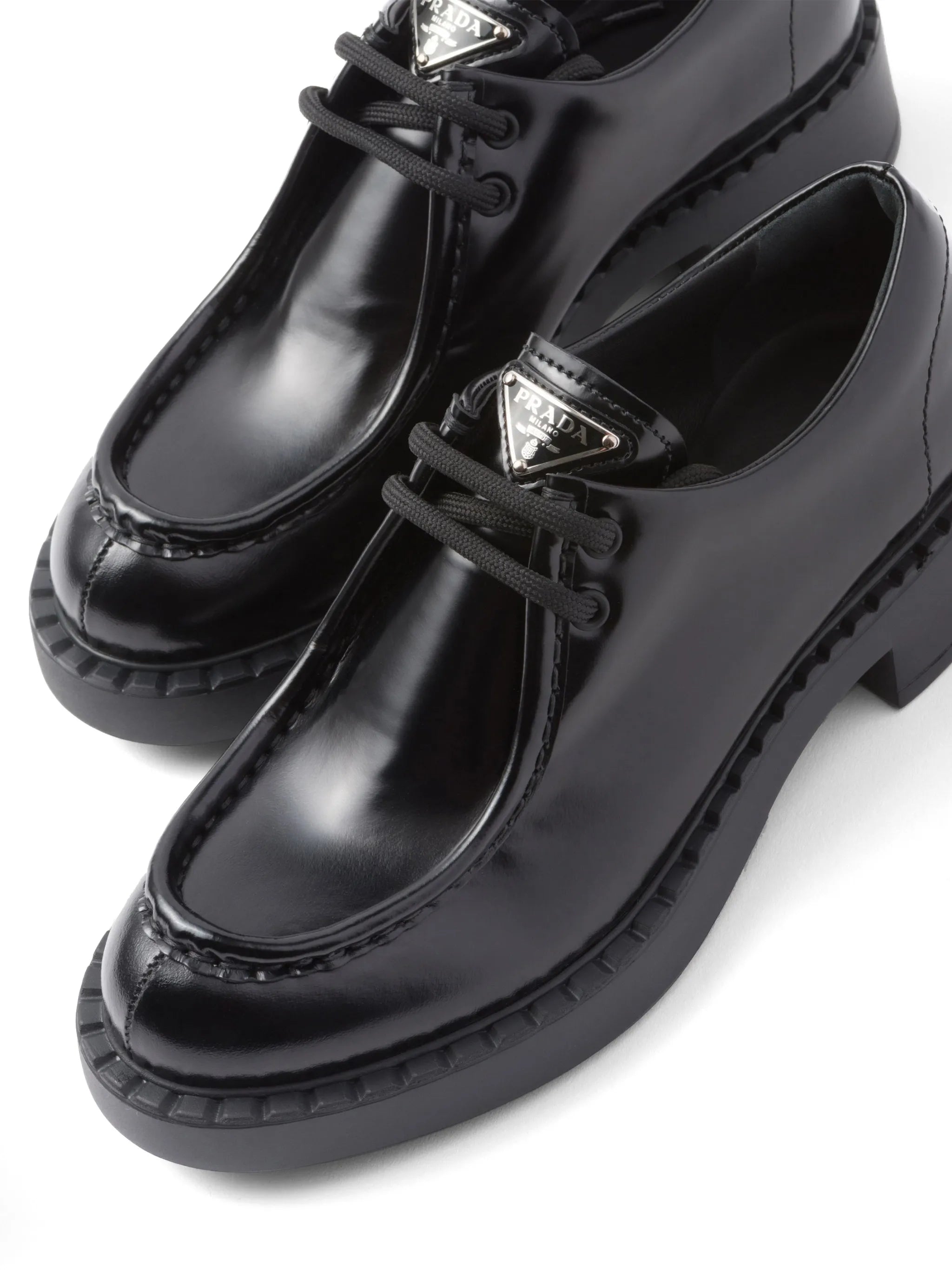 brushed leather lace-up shoes