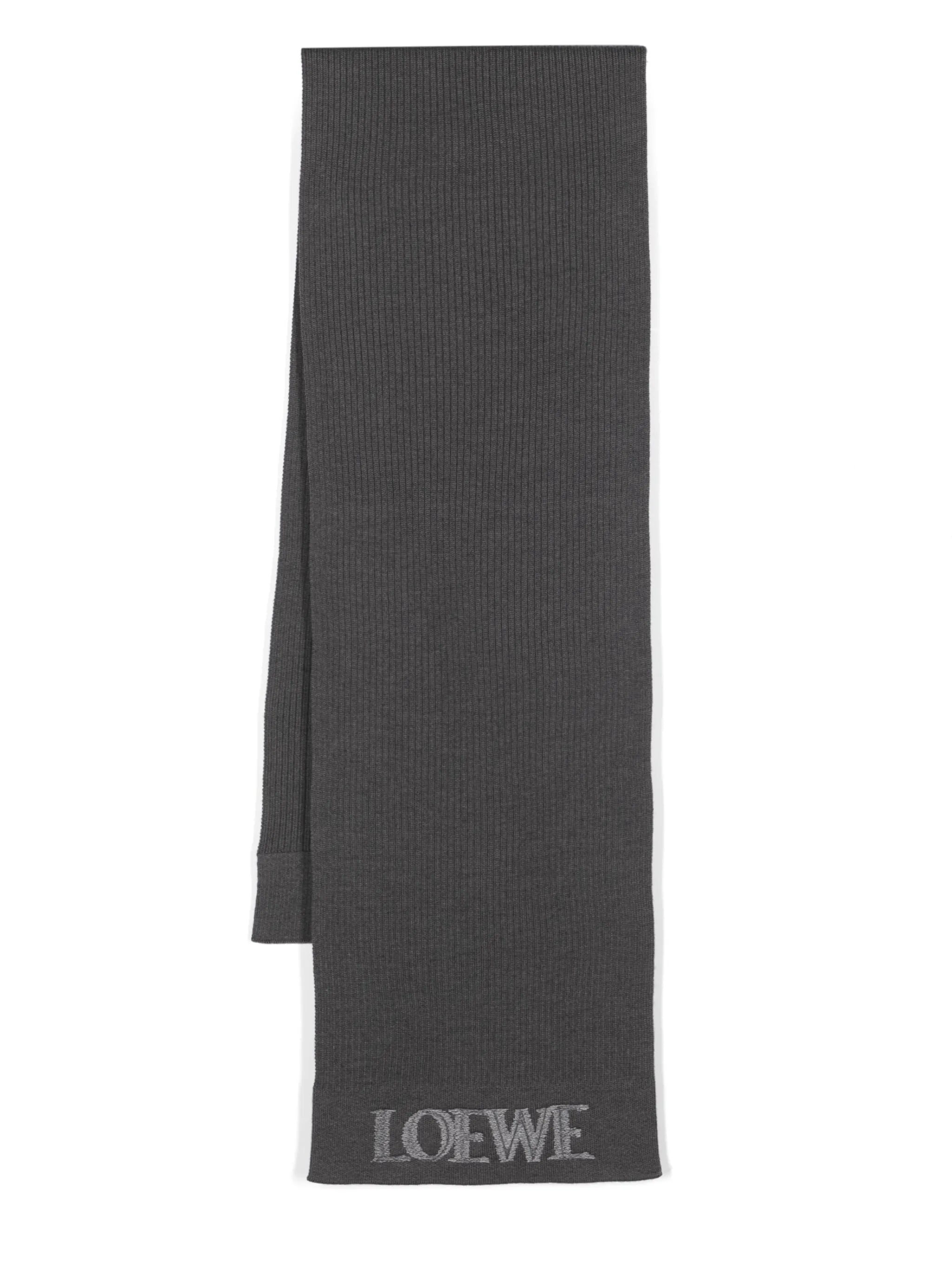 logo-embroidered ribbed-knit scarf