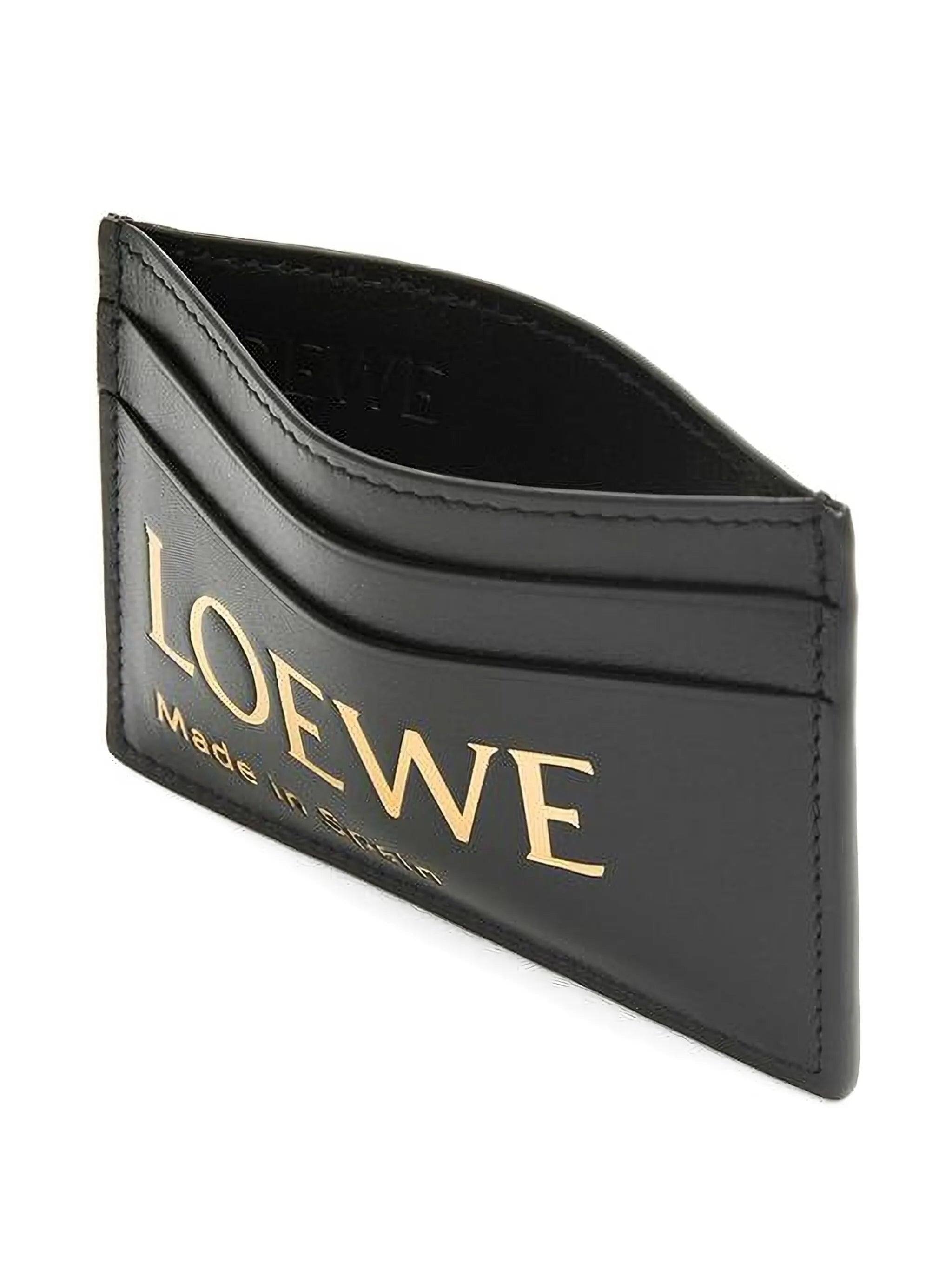 logo-embossed leather card holder