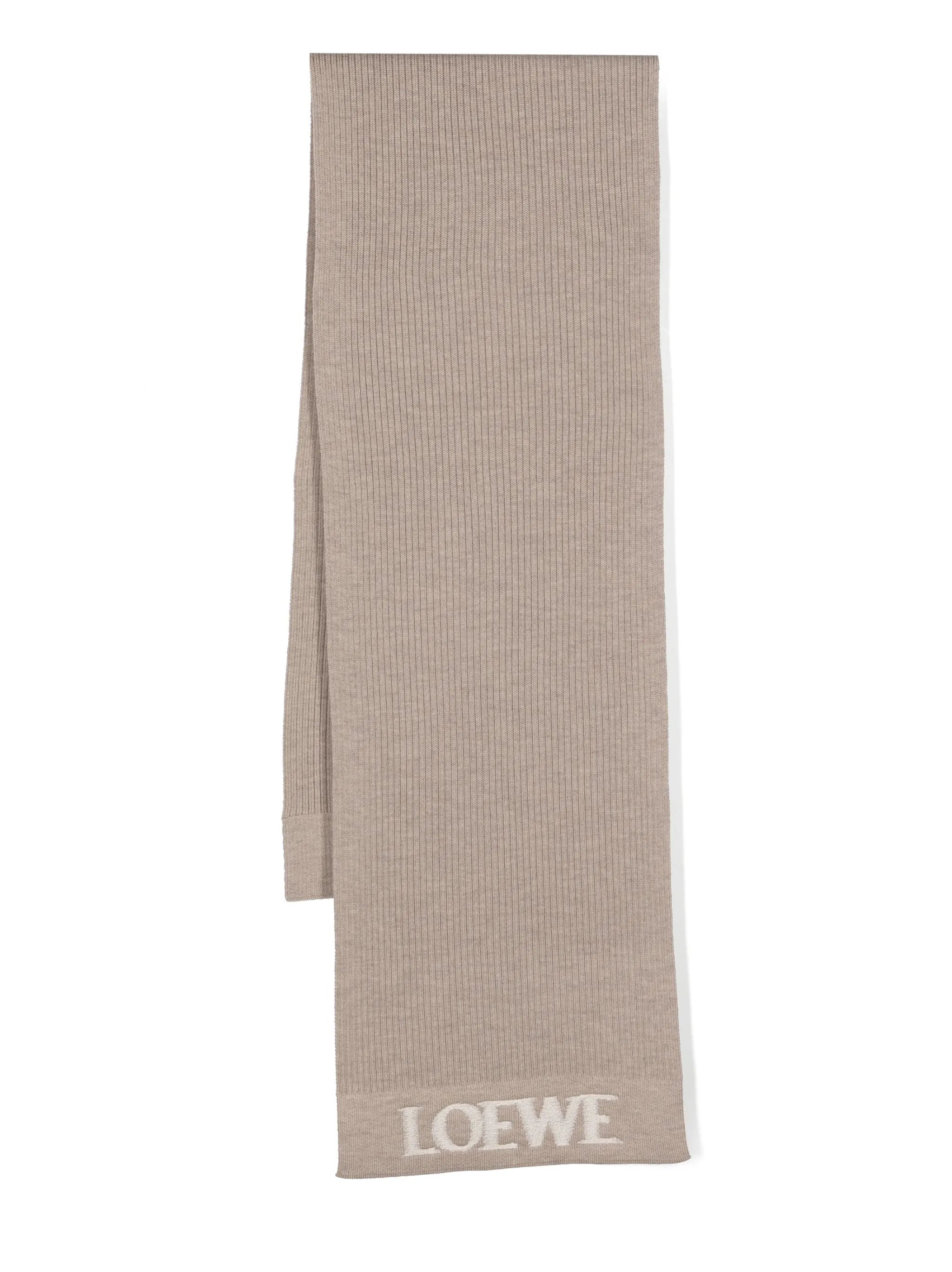 logo-embroidered ribbed-knit scarf