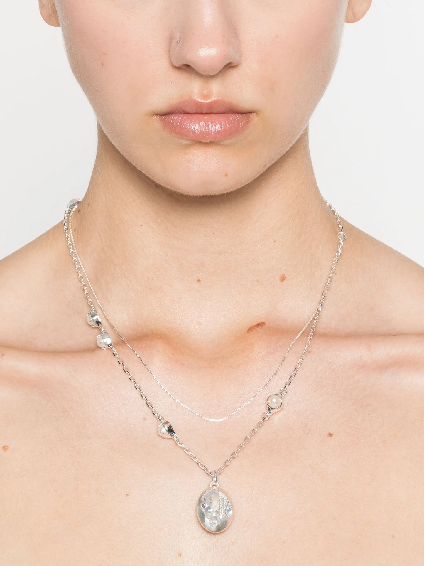 Noca double-chain pendant necklace