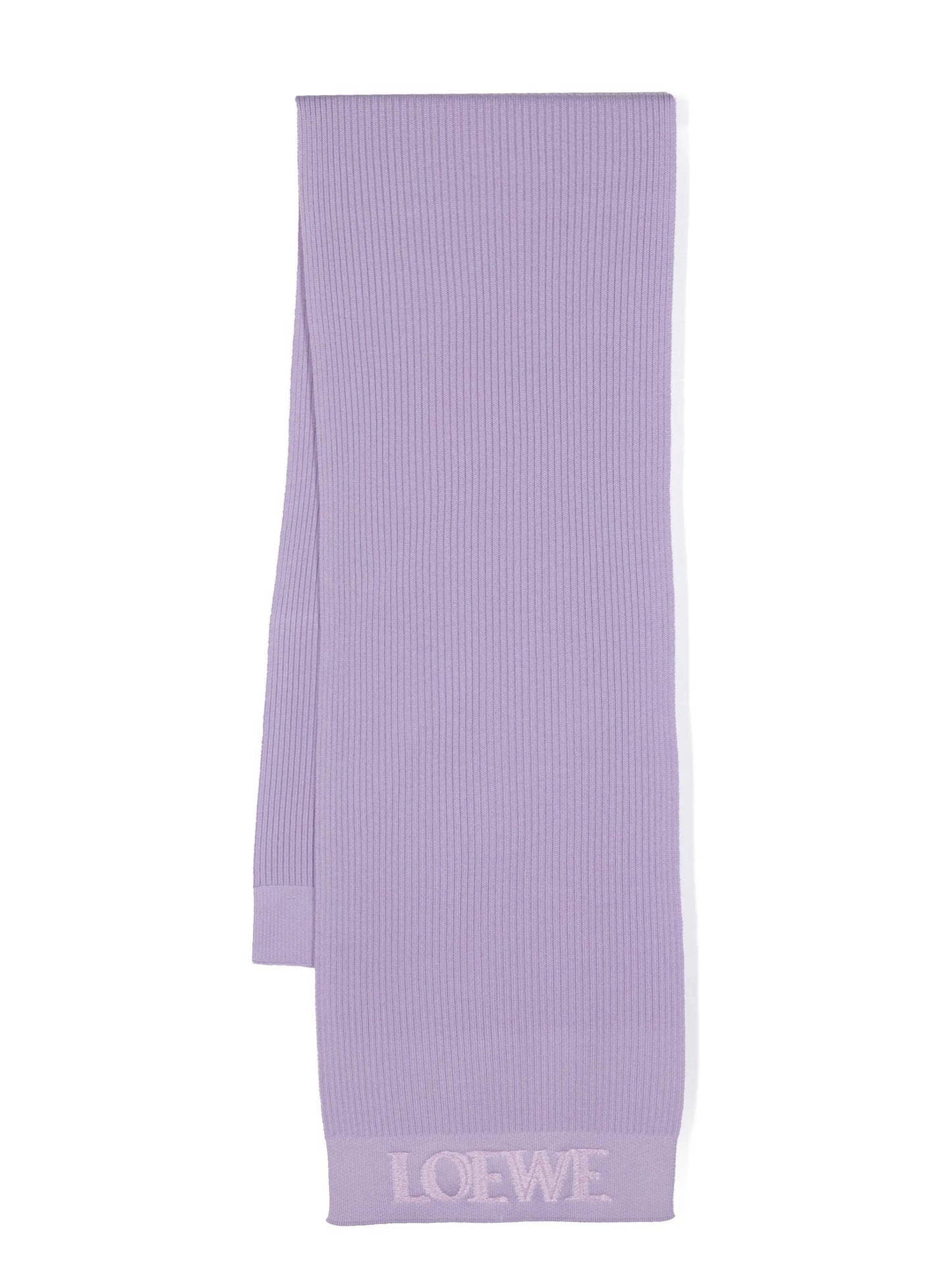 logo-embroidered wool scarf