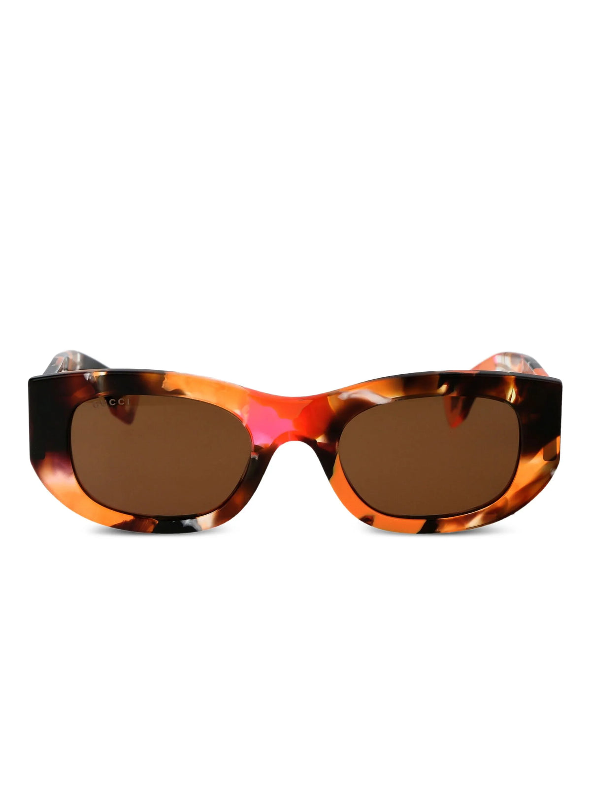 tortoiseshell-effect rectangle-frame sunglasses