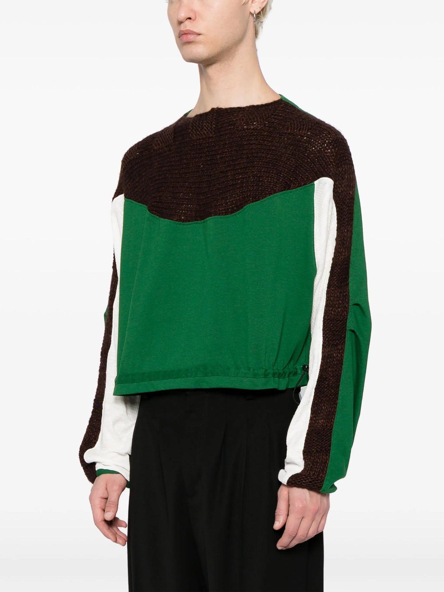long-sleeve knitted-panel jumper
