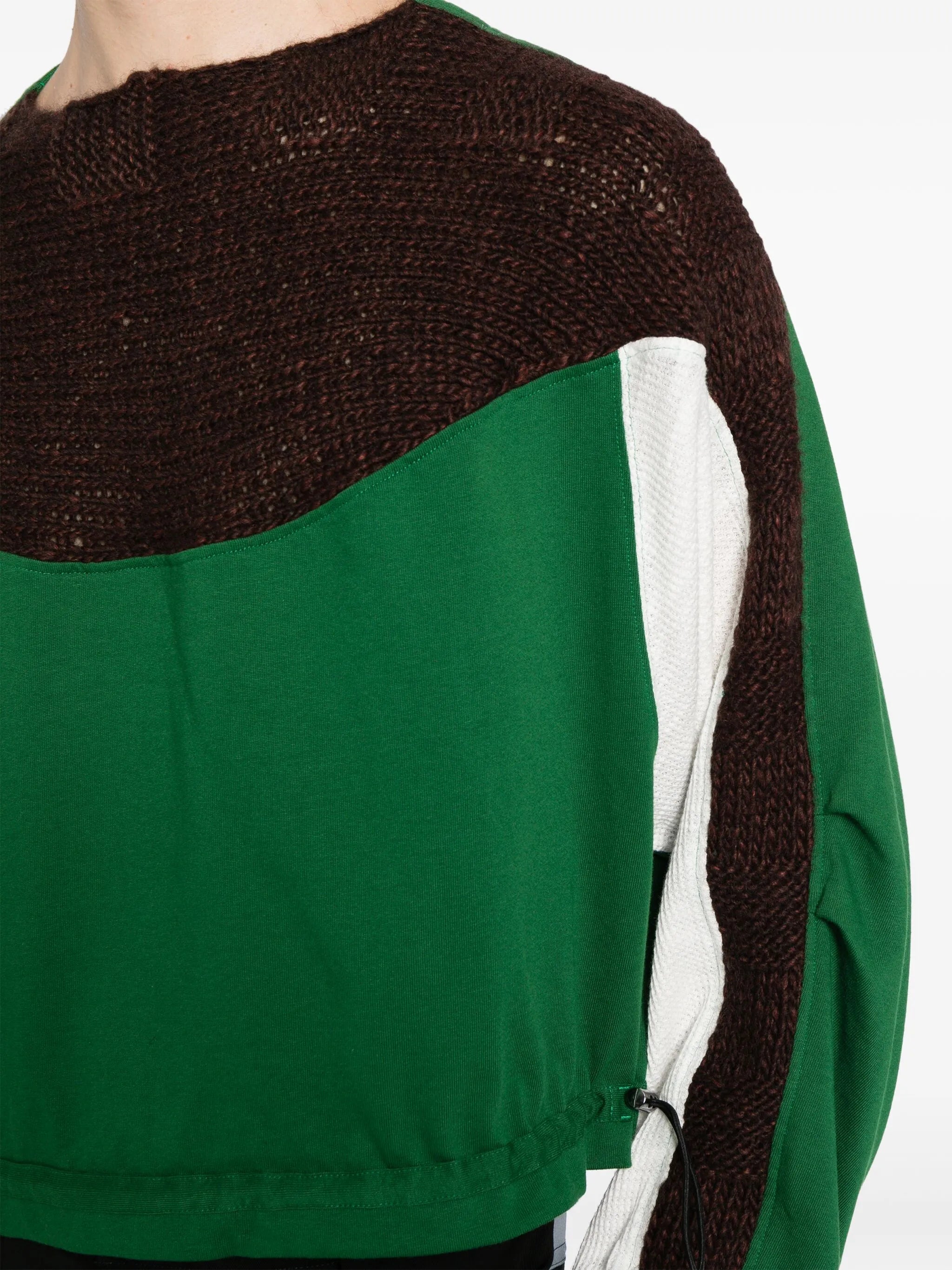 long-sleeve knitted-panel jumper