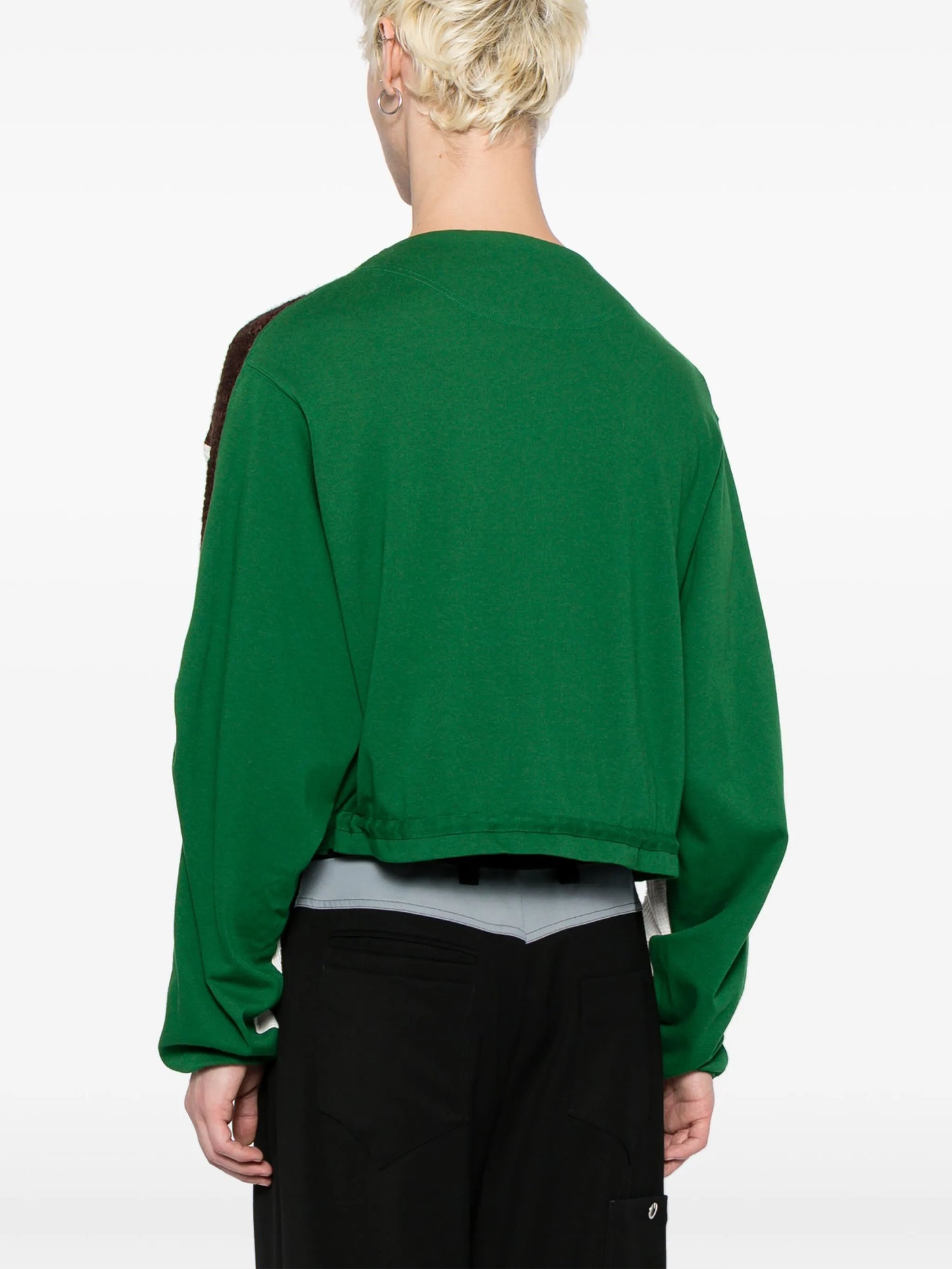 long-sleeve knitted-panel jumper