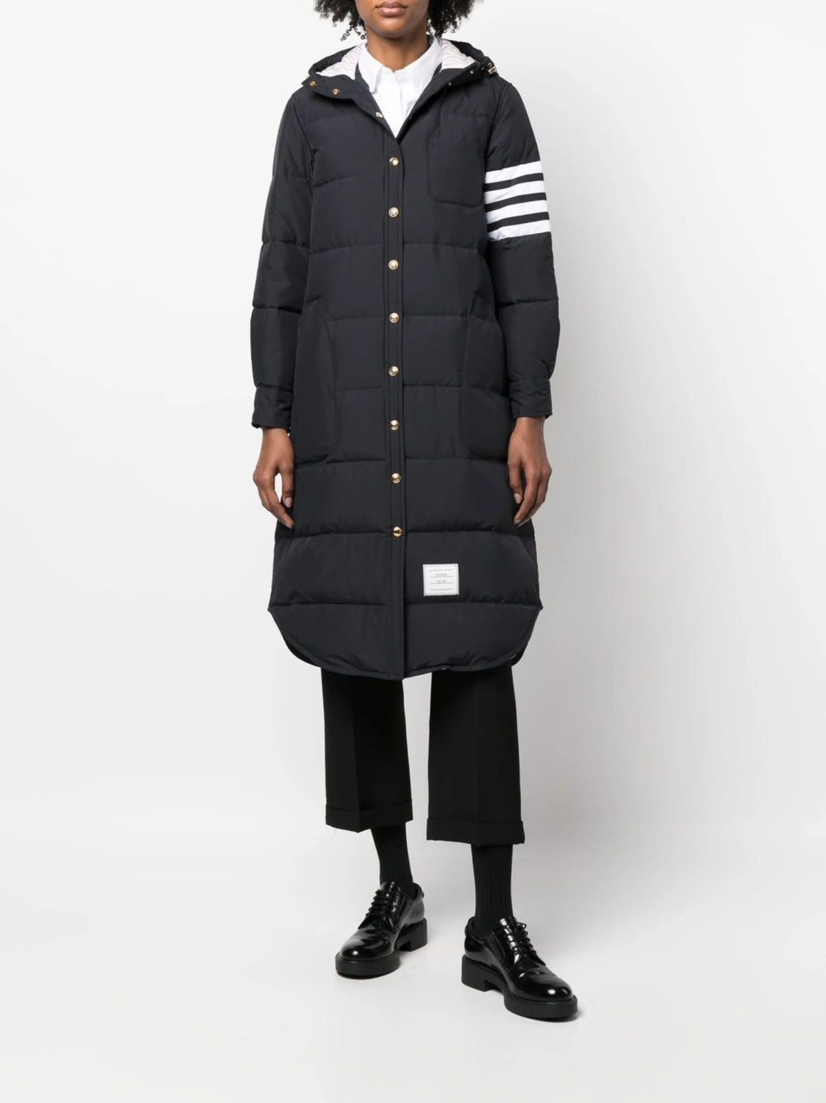 military ripstop down fill 4-Bar hooded shirtdress