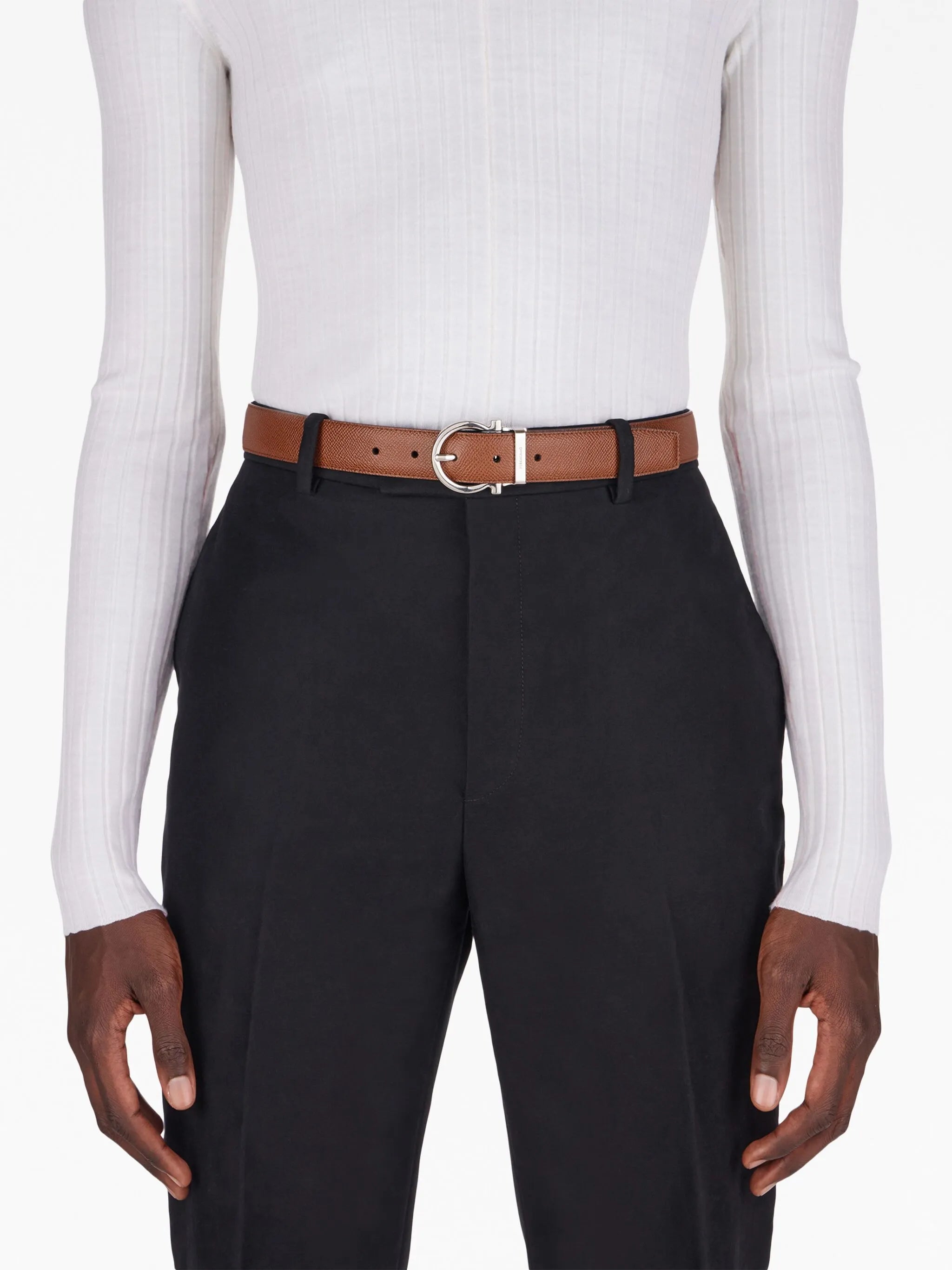 Gancini reversible leather belt