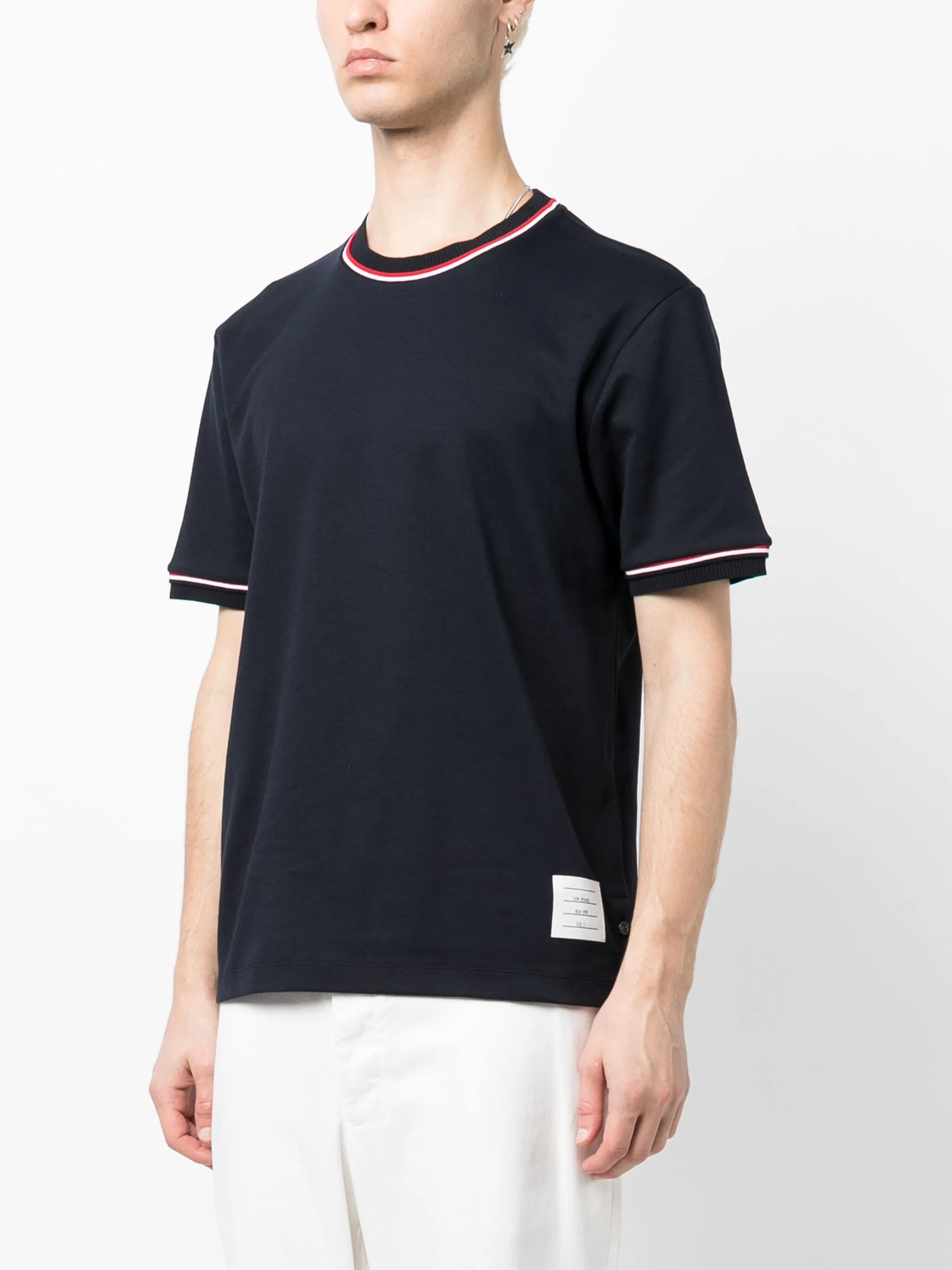 stripe-trim short-sleeve T-shirt