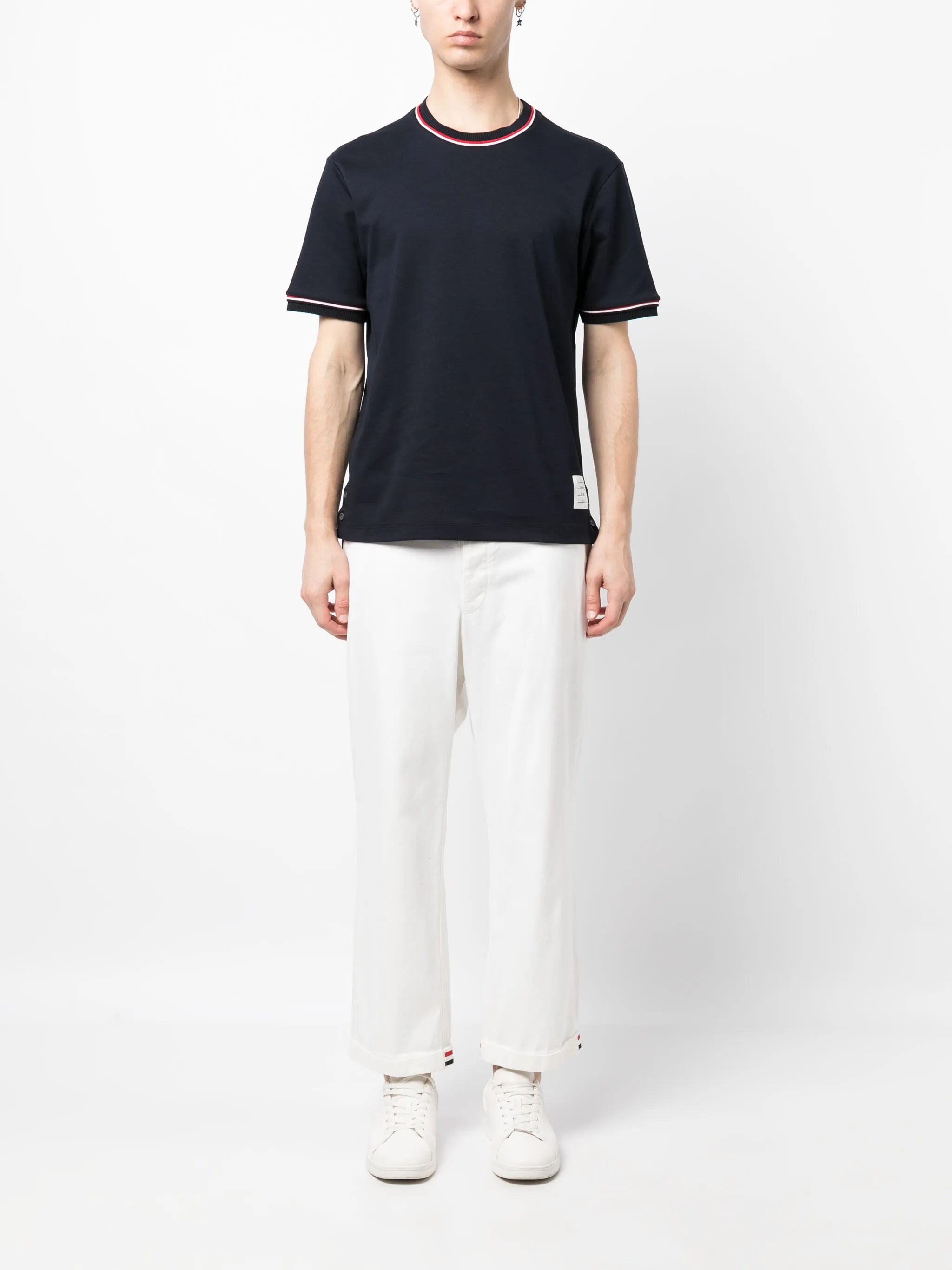 stripe-trim short-sleeve T-shirt