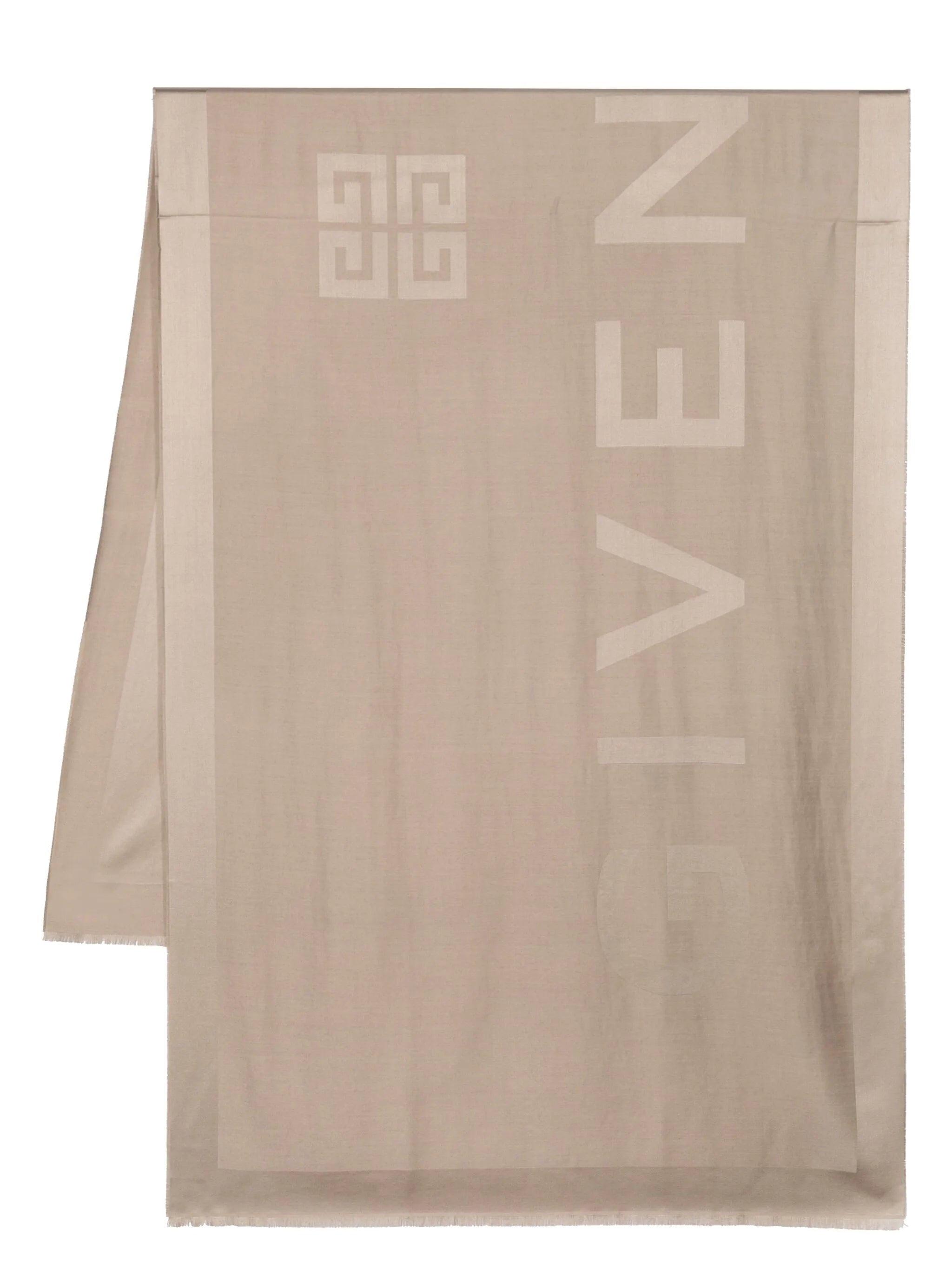 logo-jacquard silk-wool scarf