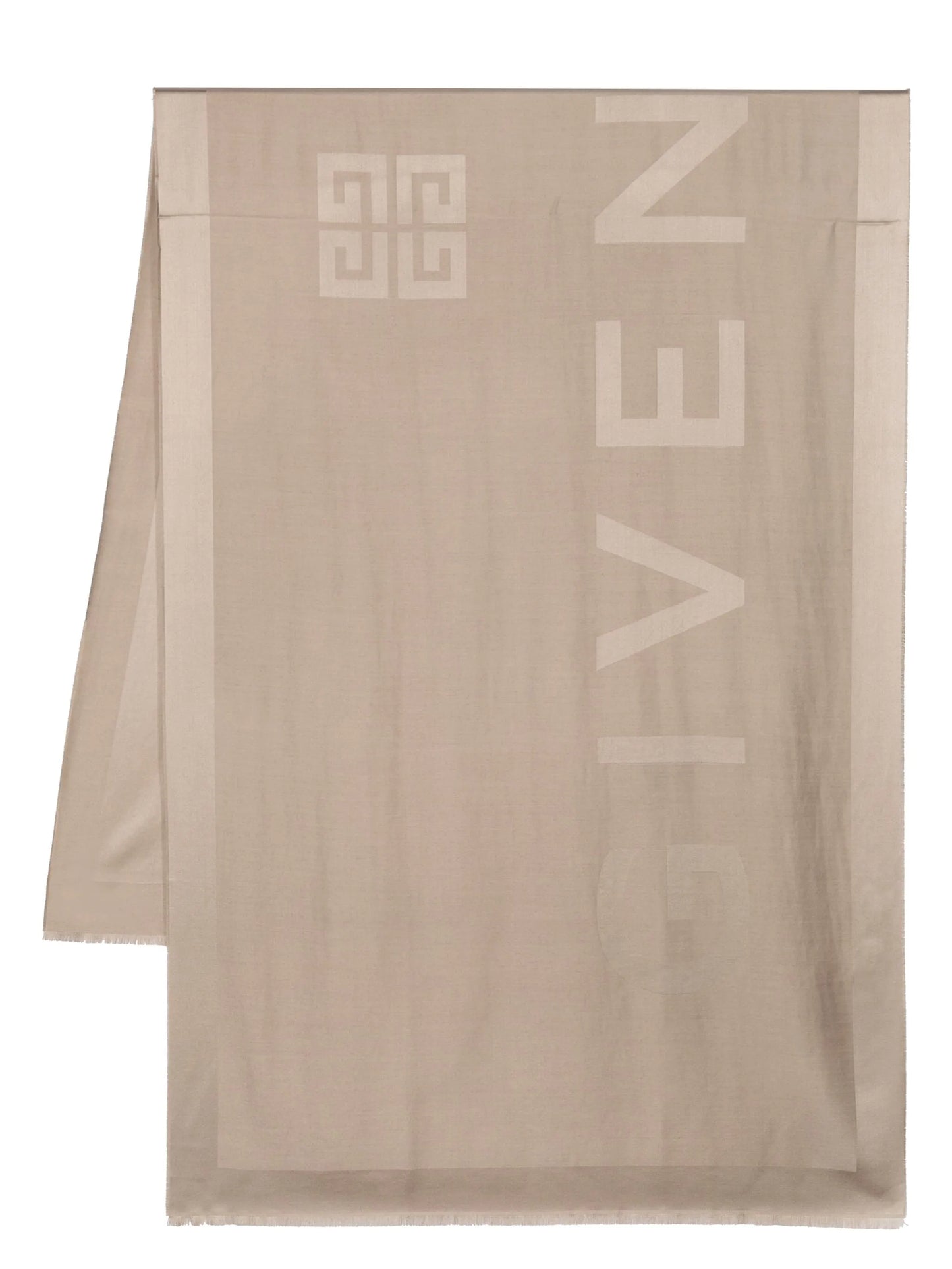 logo-jacquard silk-wool scarf