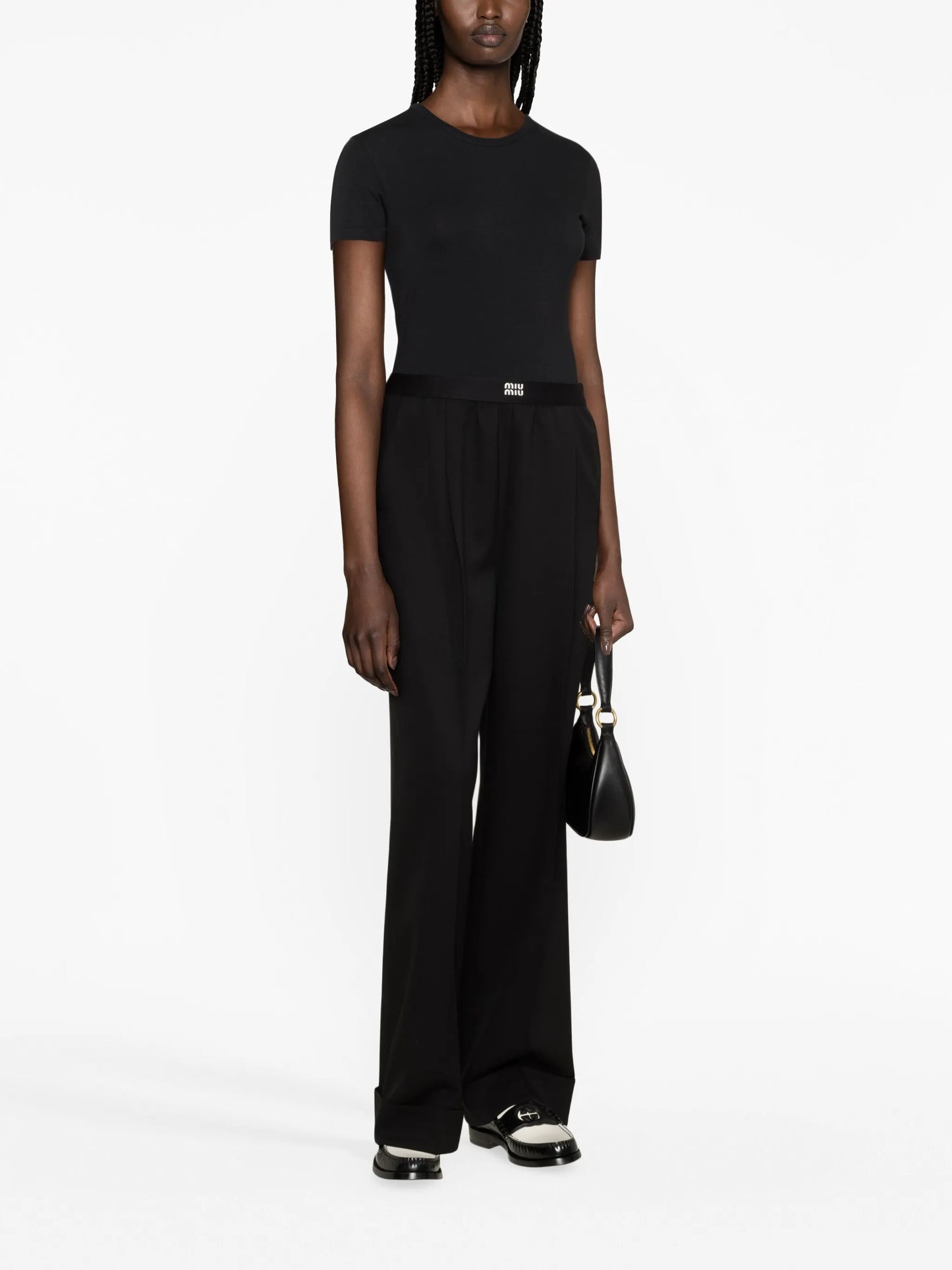 logo-waistband wool-blend trousers