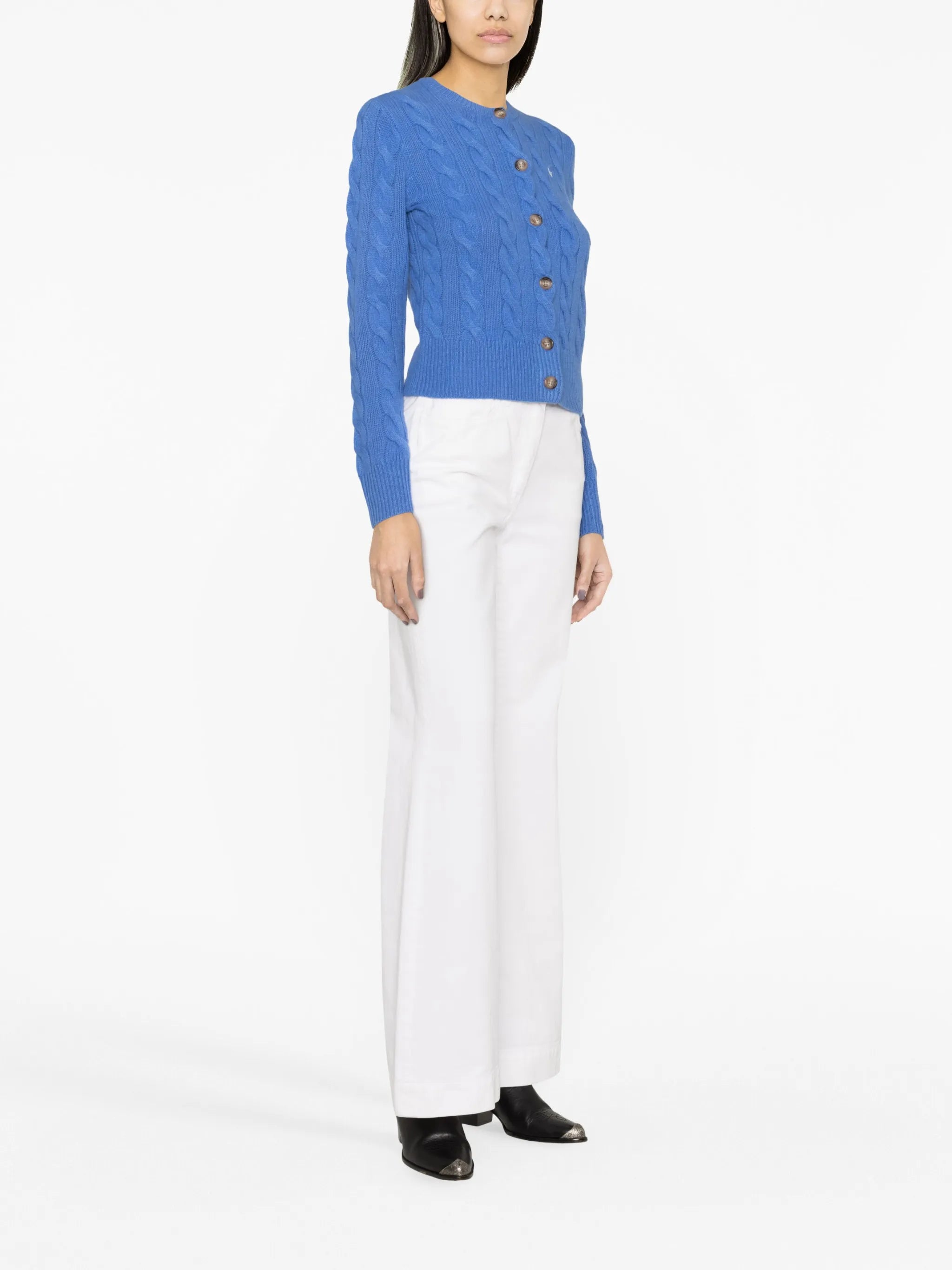 cable-knit wool-cashmere cardigan