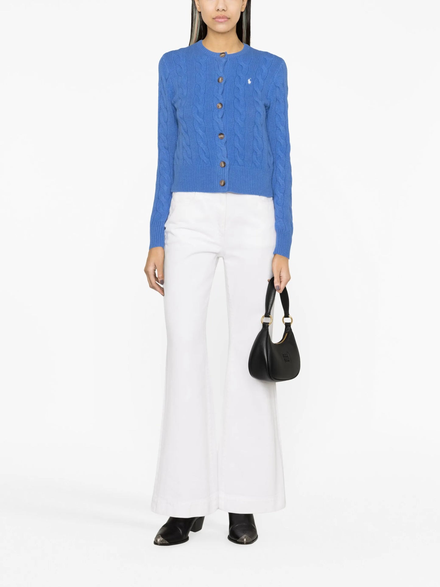 cable-knit wool-cashmere cardigan