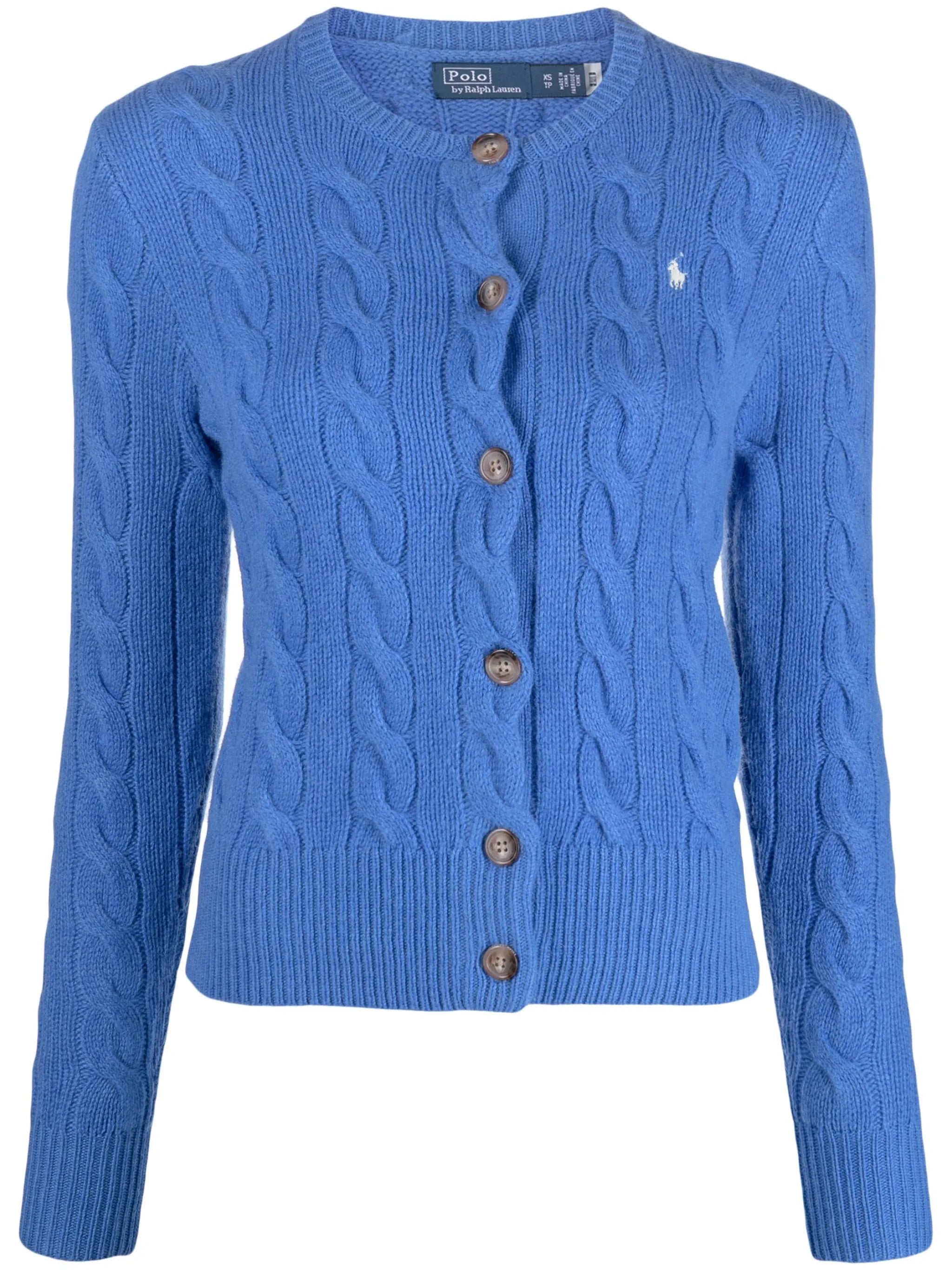 cable-knit wool-cashmere cardigan