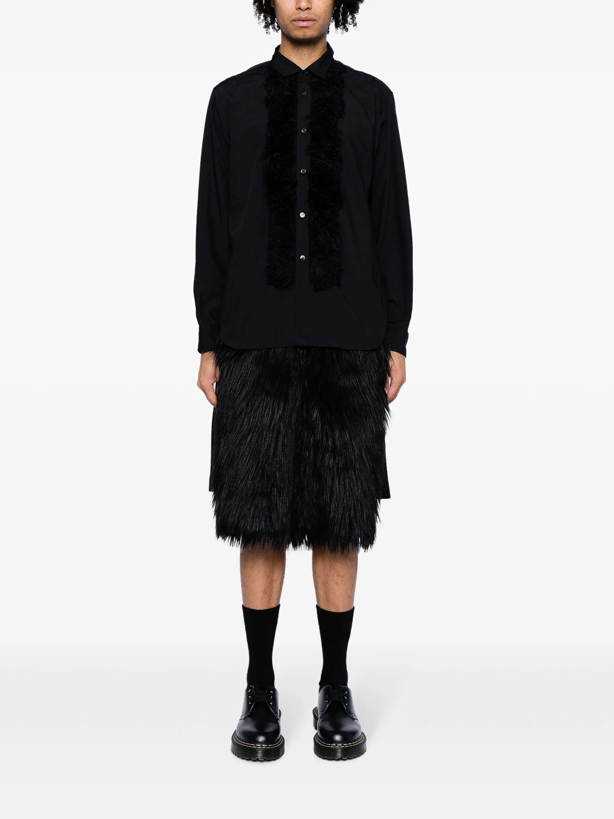 faux-fur long-sleeve shirt