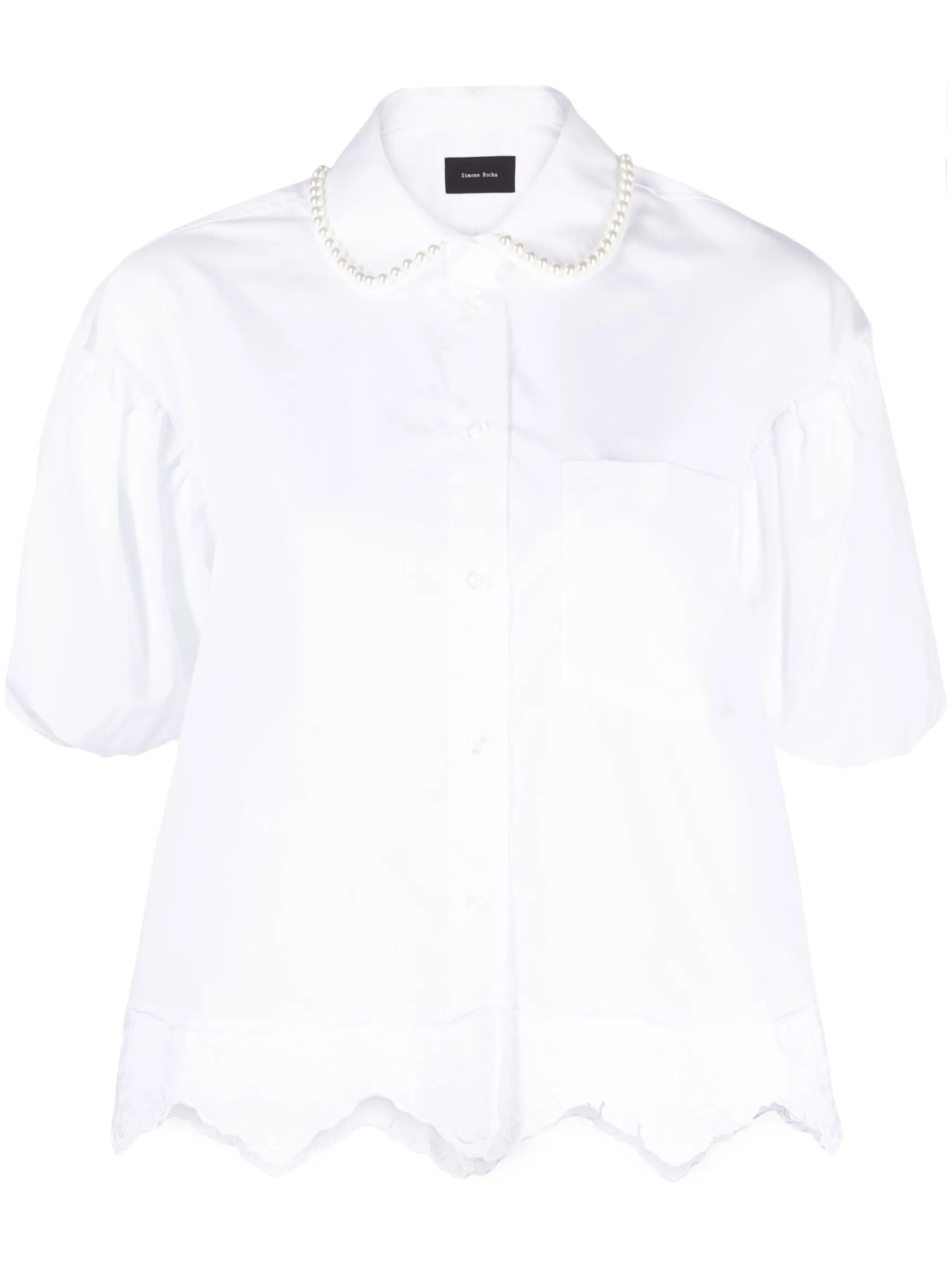 faux pearl-embellished cotton shirt