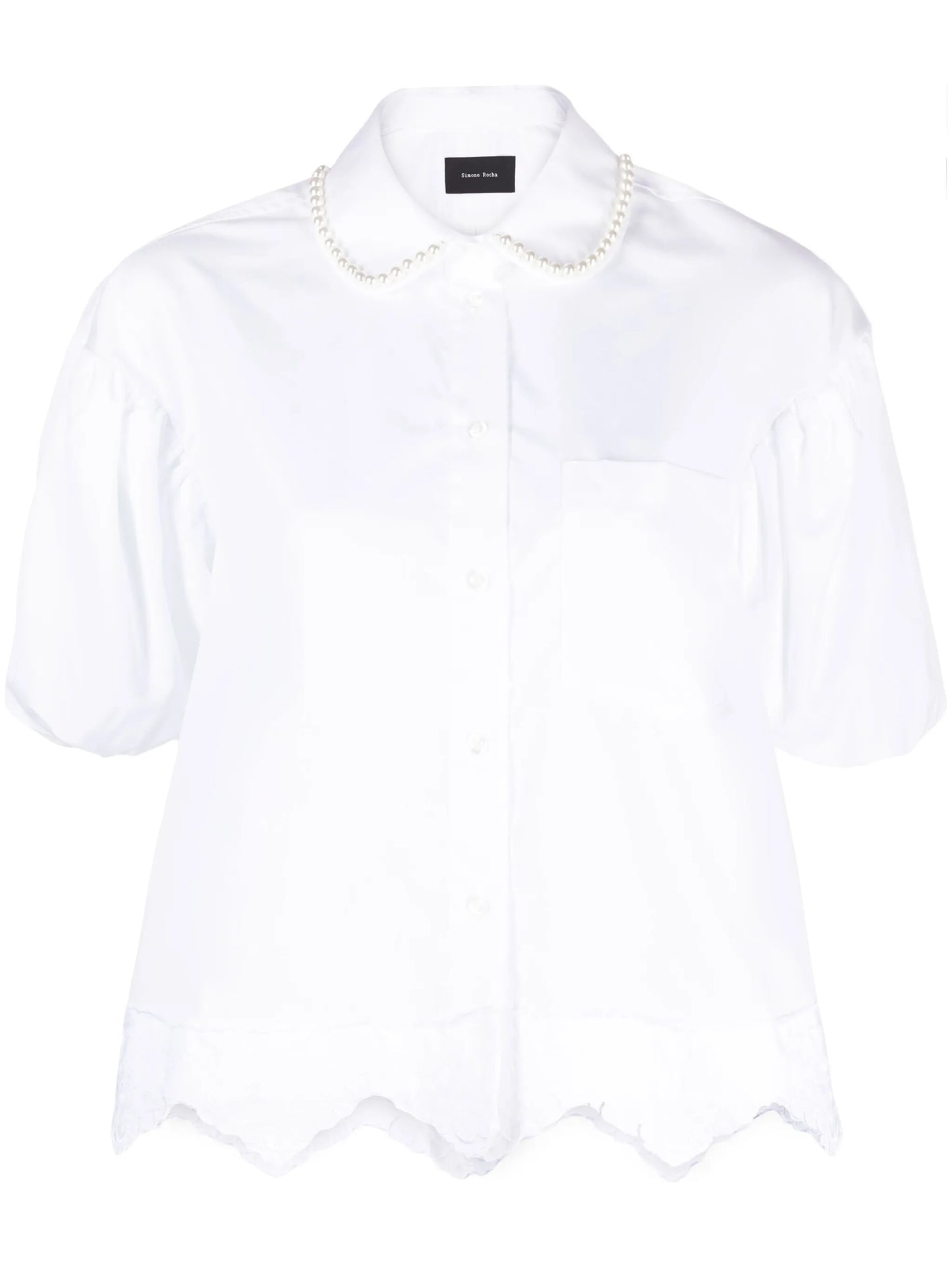 faux pearl-embellished cotton shirt