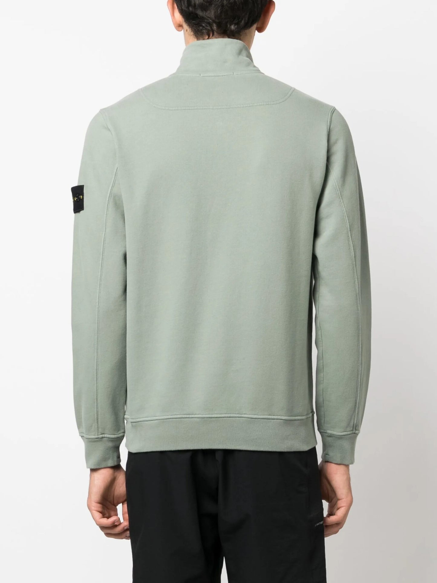 Compass-patch zip-fastening sweatshirt