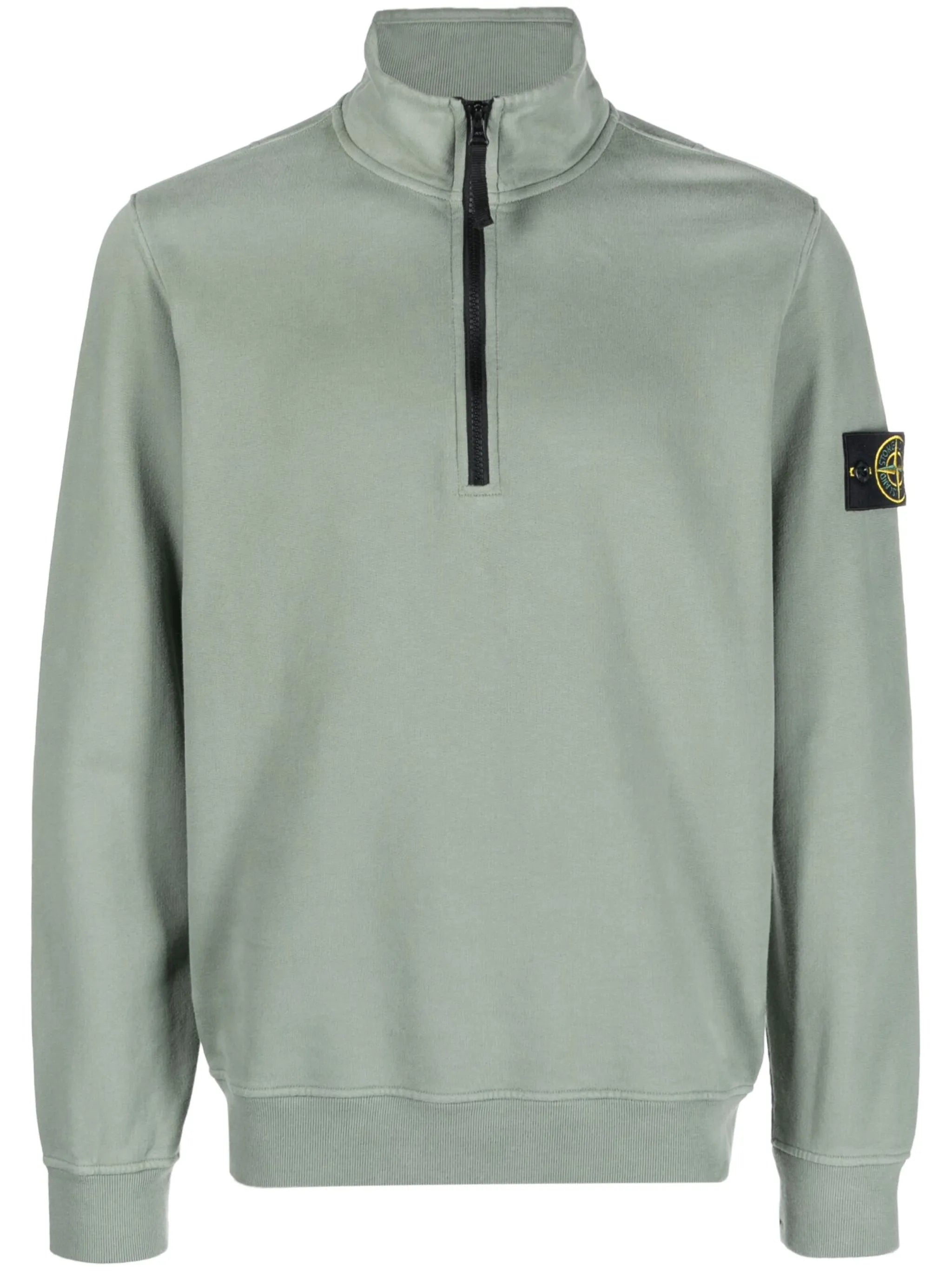 Compass-patch zip-fastening sweatshirt