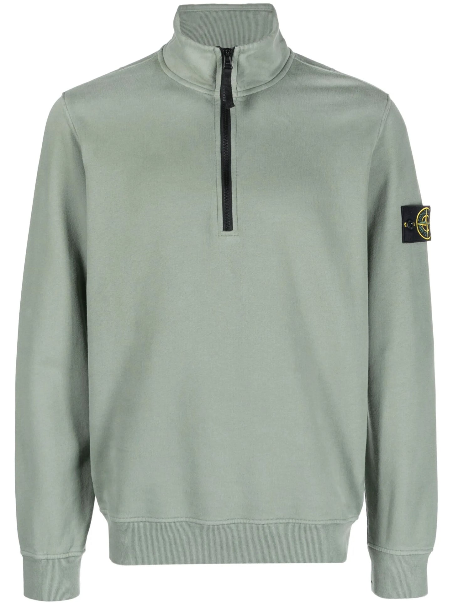 Compass-patch zip-fastening sweatshirt