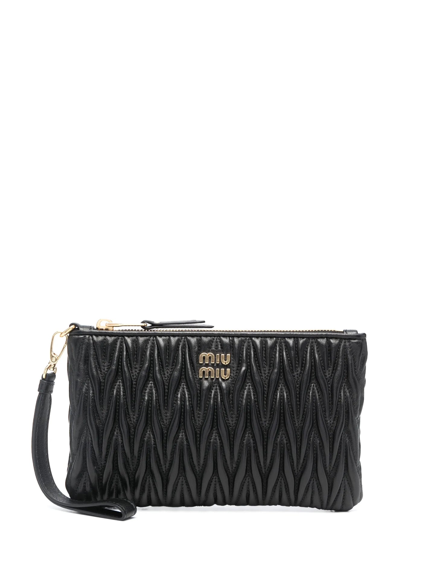 logo-lettering matelassé clutch bag