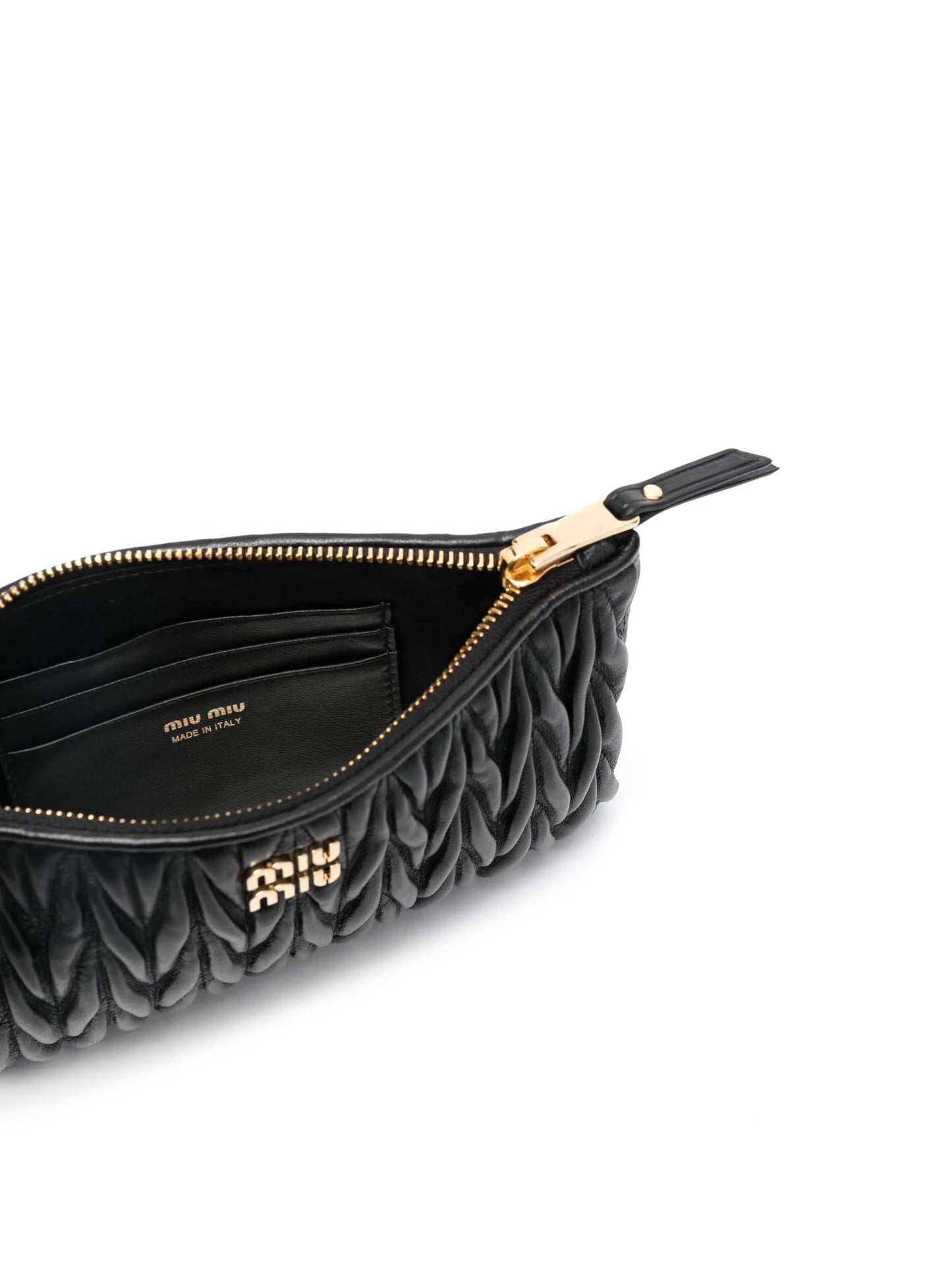 logo-lettering matelassé clutch bag